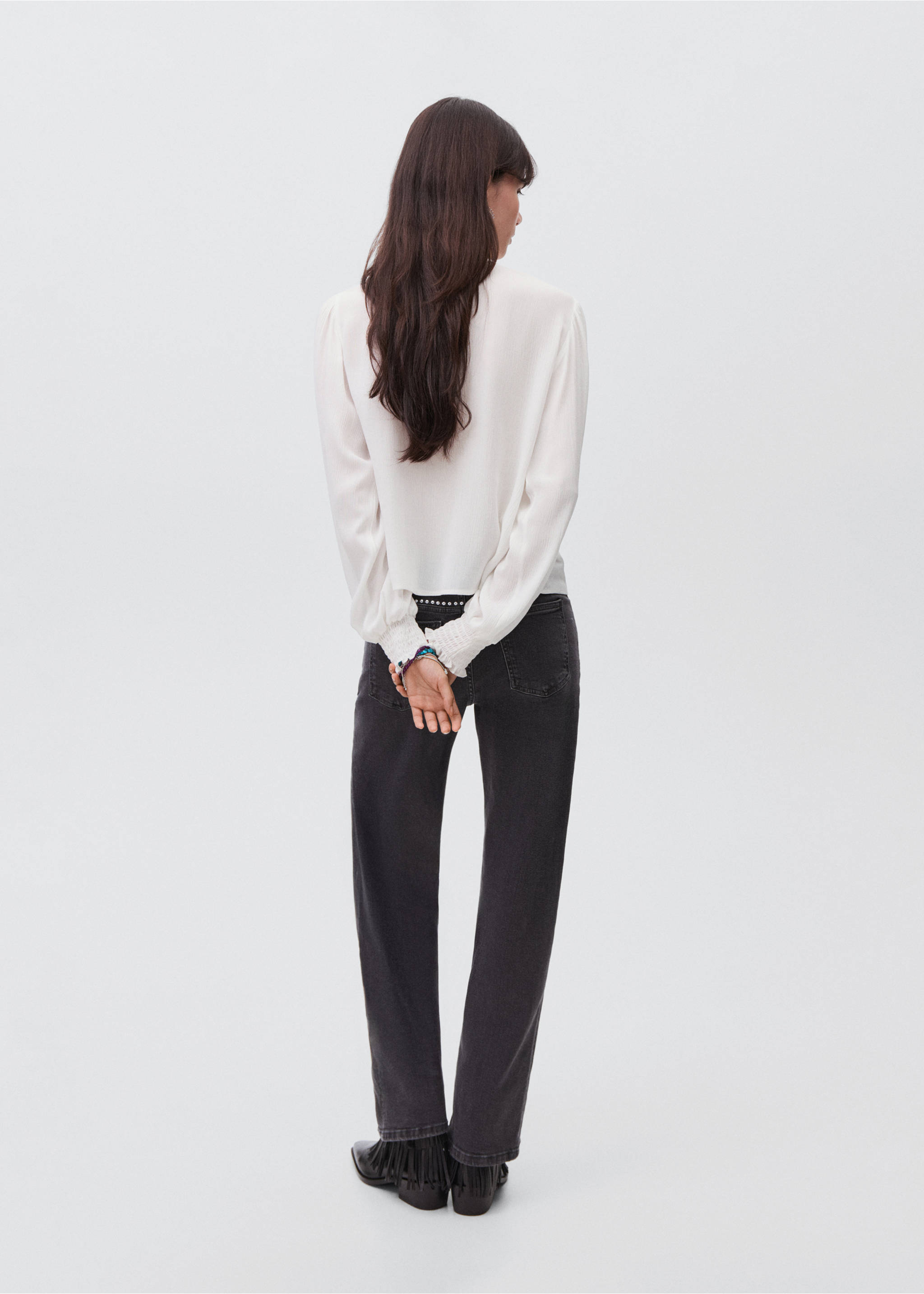 Ruched flowing blouse - Reverse of the article, Off White. Ref: 17045791-00.