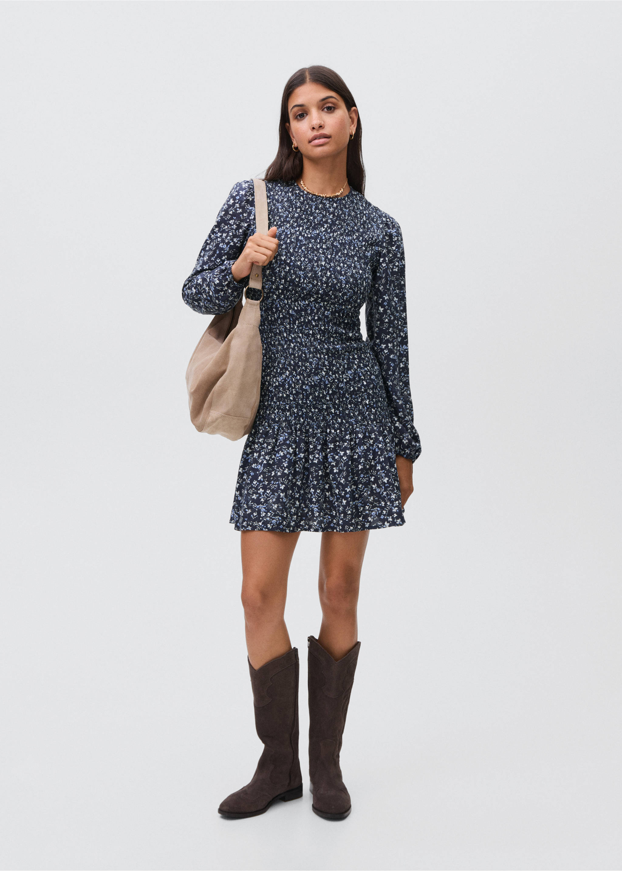 Ruffled floral dress - General plane, Dark Navy. Ref: 17045793-00.