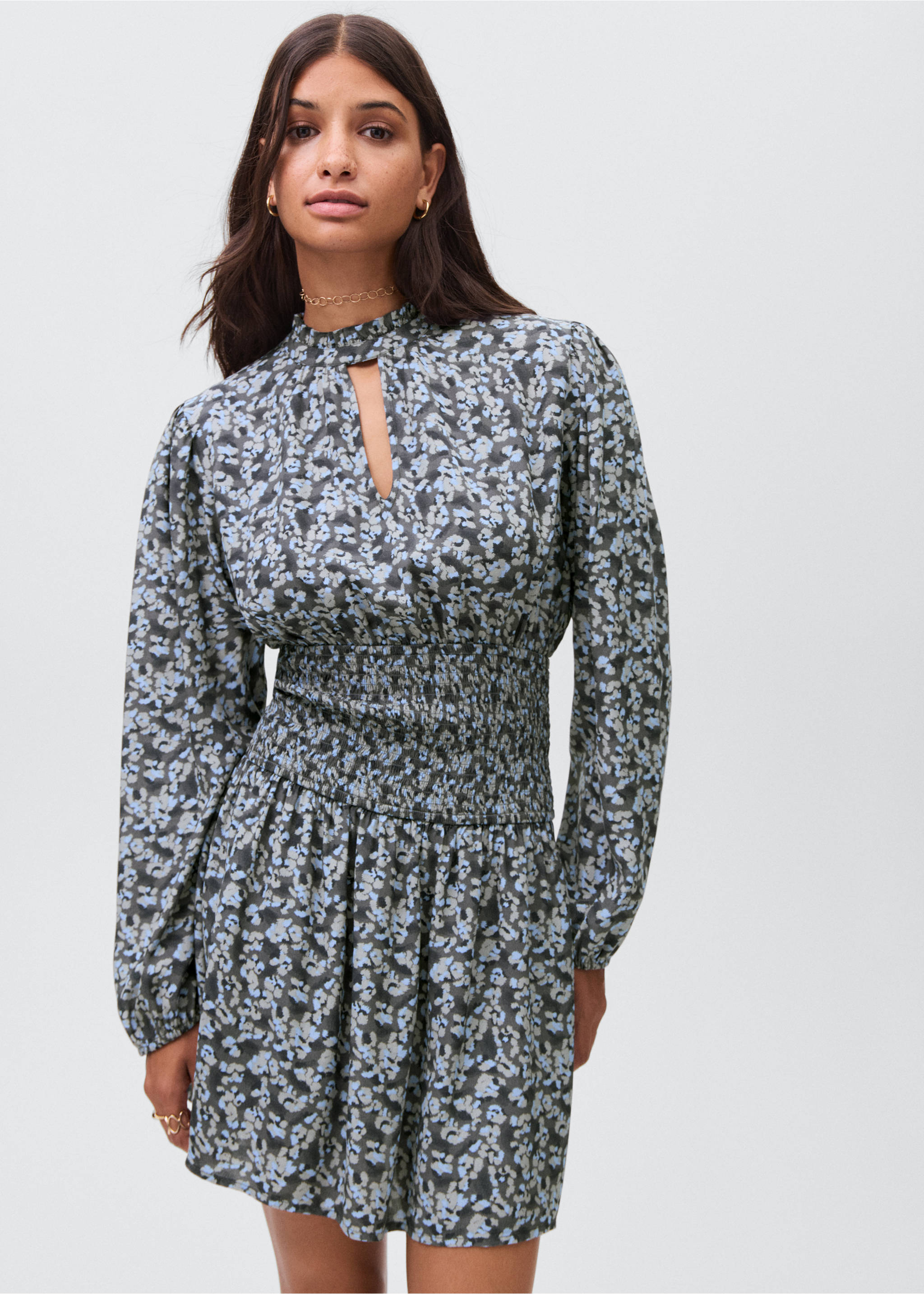 Flowy printed dress - Medium plane, Charcoal. Ref: 17045794-00.