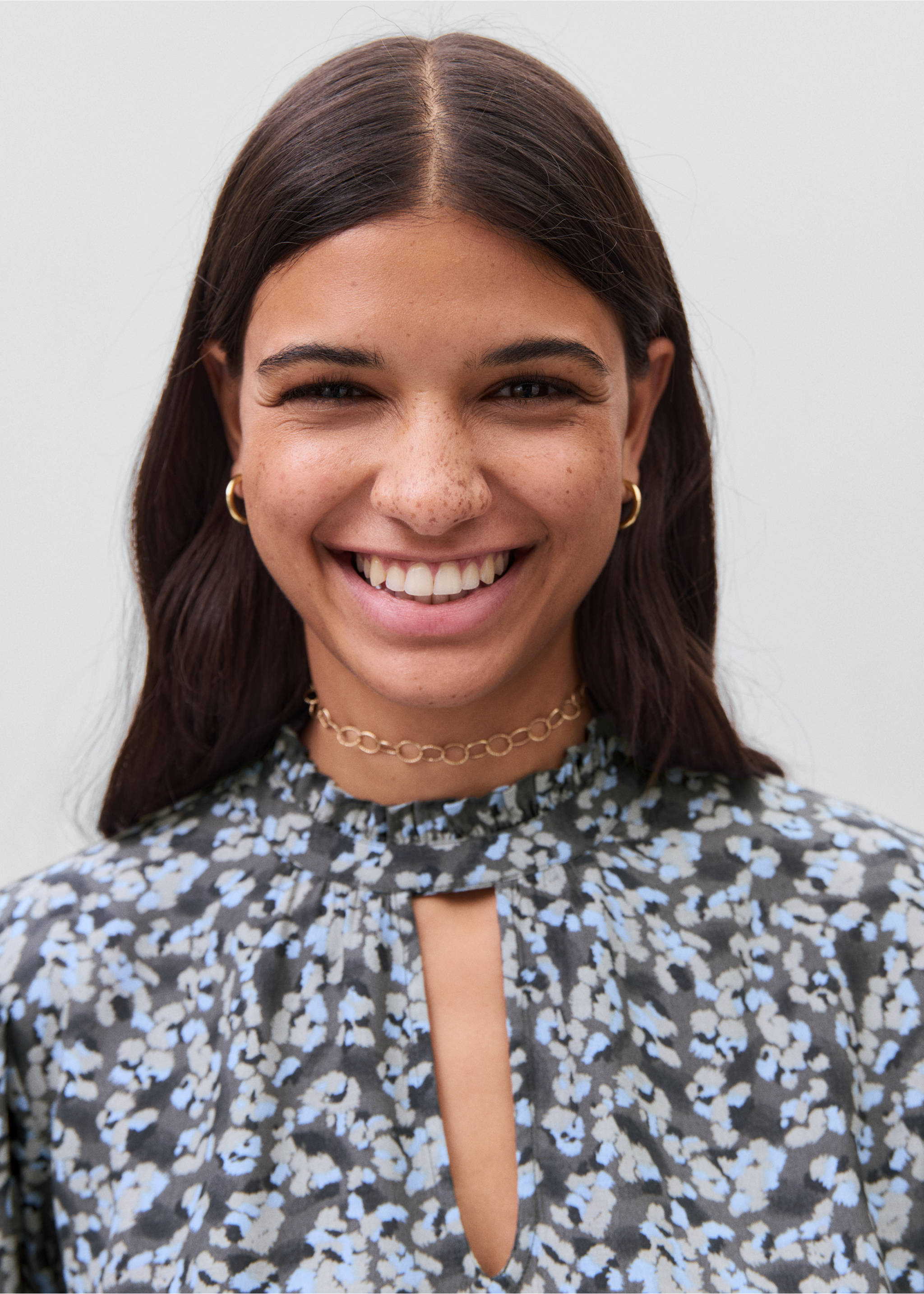 Flowy printed dress - Details of the article 1, Charcoal. Ref: 17045794-00.
