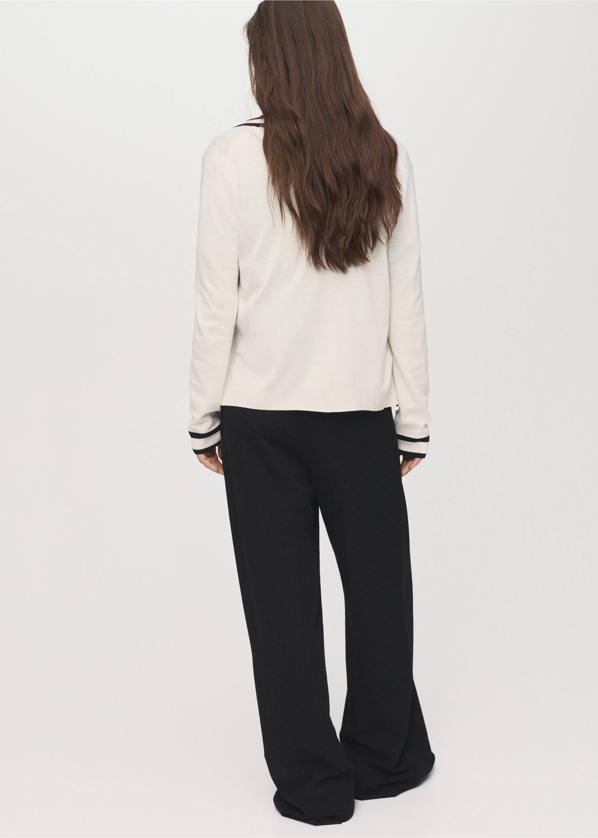 Cardigan with contrasting stripes - Reverse of the article, Ecru. Ref: 17045799-00.