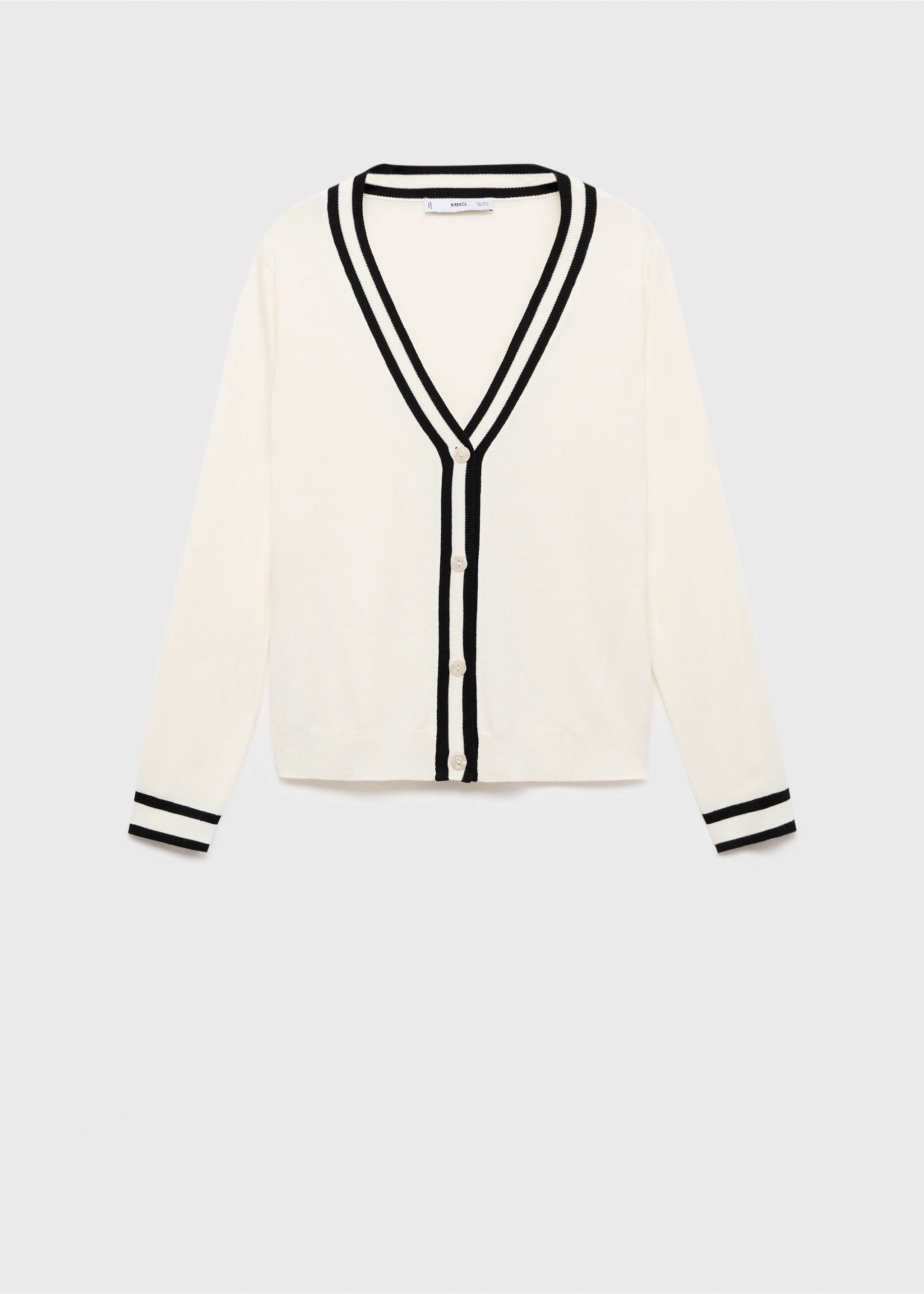 Cardigan with contrasting stripes - Article without model, Ecru. Ref: 17045799-00.