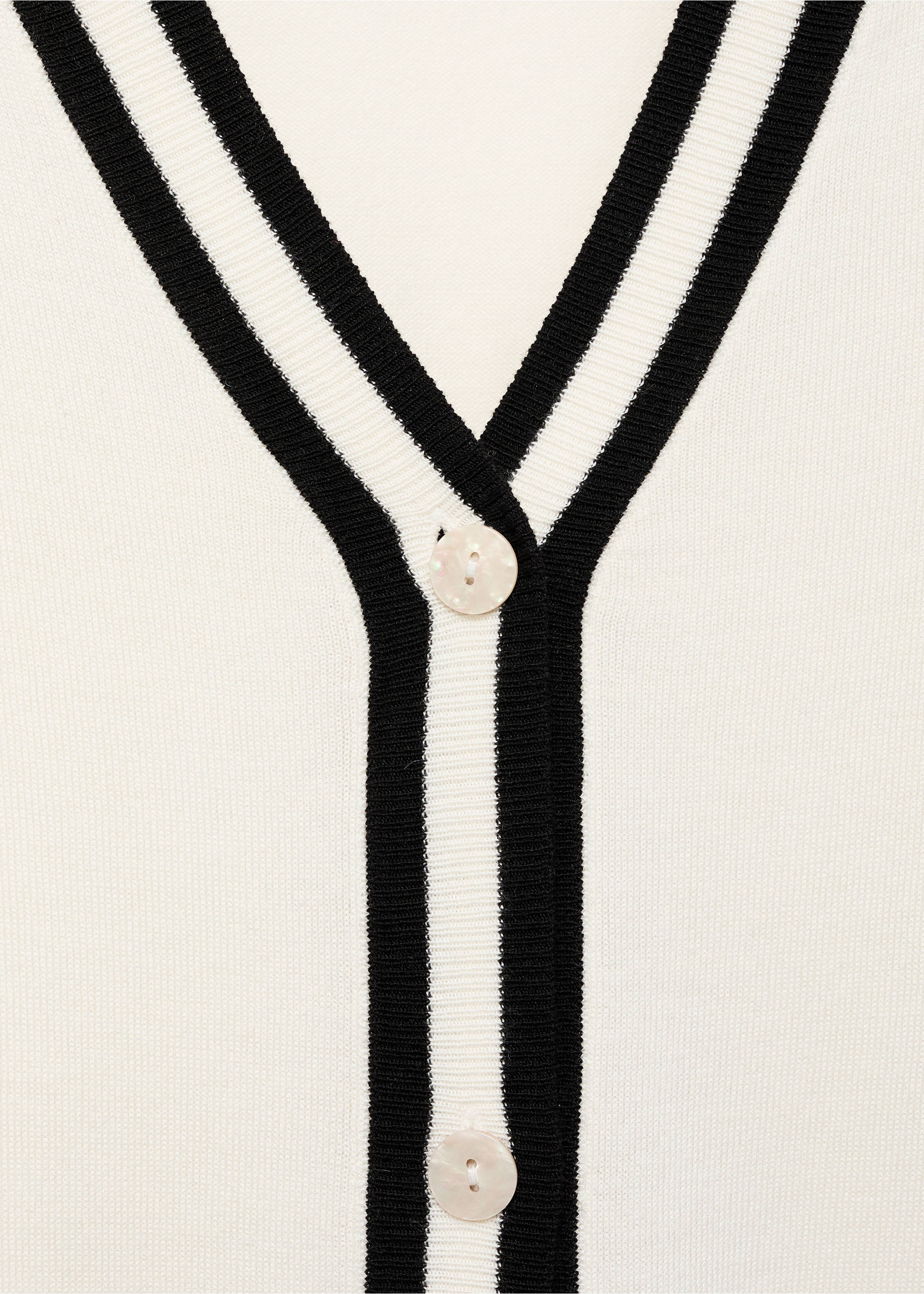 Cardigan with contrasting stripes - Details of the article 8, Ecru. Ref: 17045799-00.