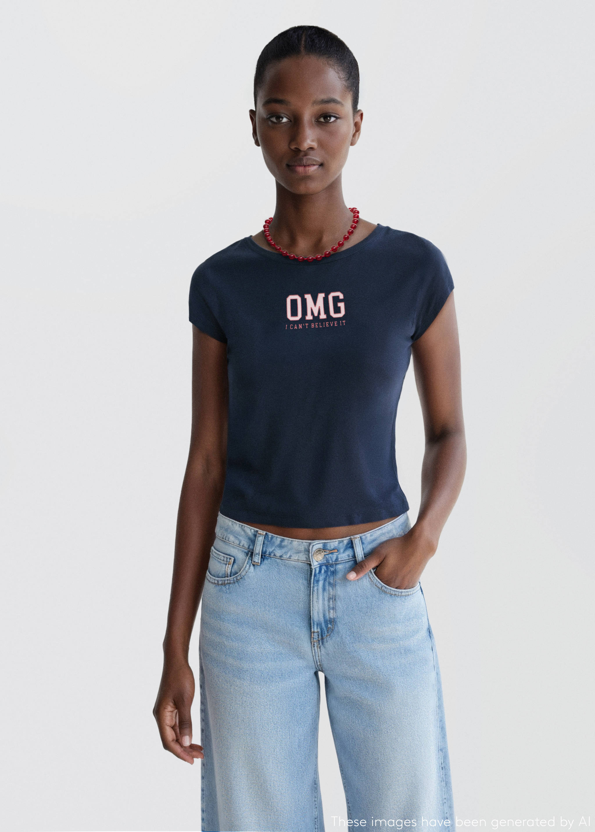 Printed cotton-blend t-shirt - Medium plane