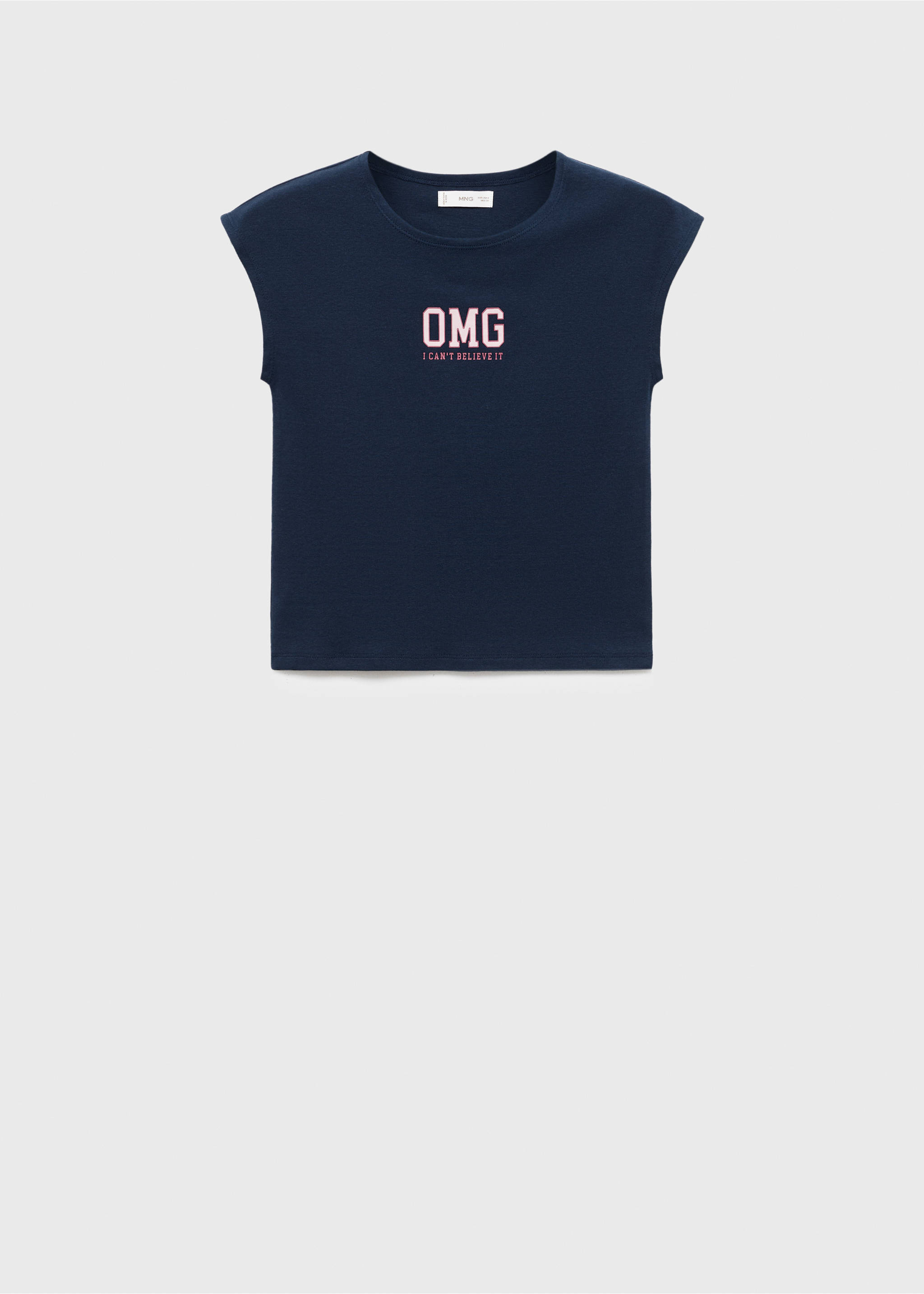 Printed cotton-blend t-shirt - Article without model, Navy. Ref: 17045800-00.