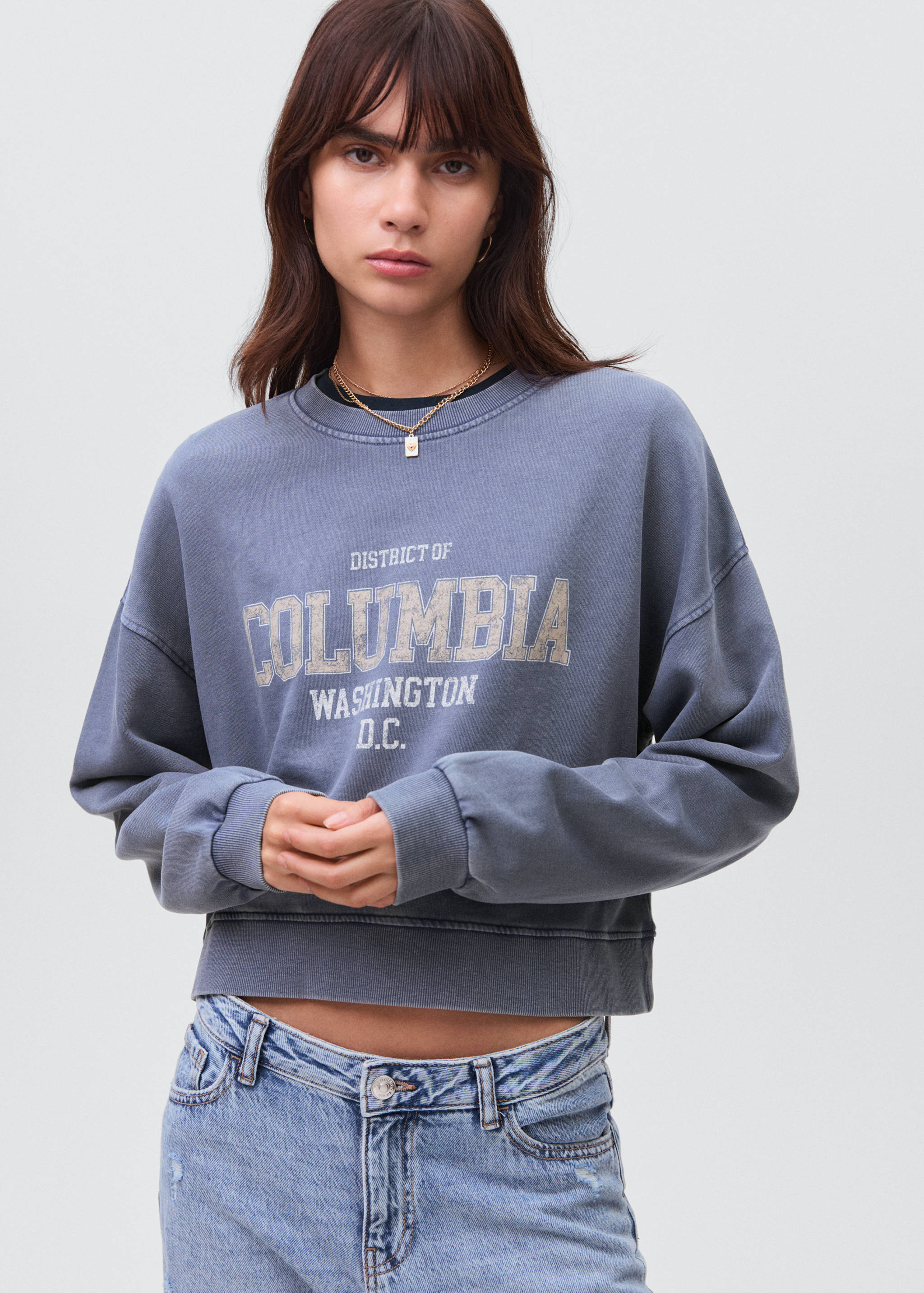 Gemustertes Baumwoll-Sweatshirt - Mittlere Ansicht