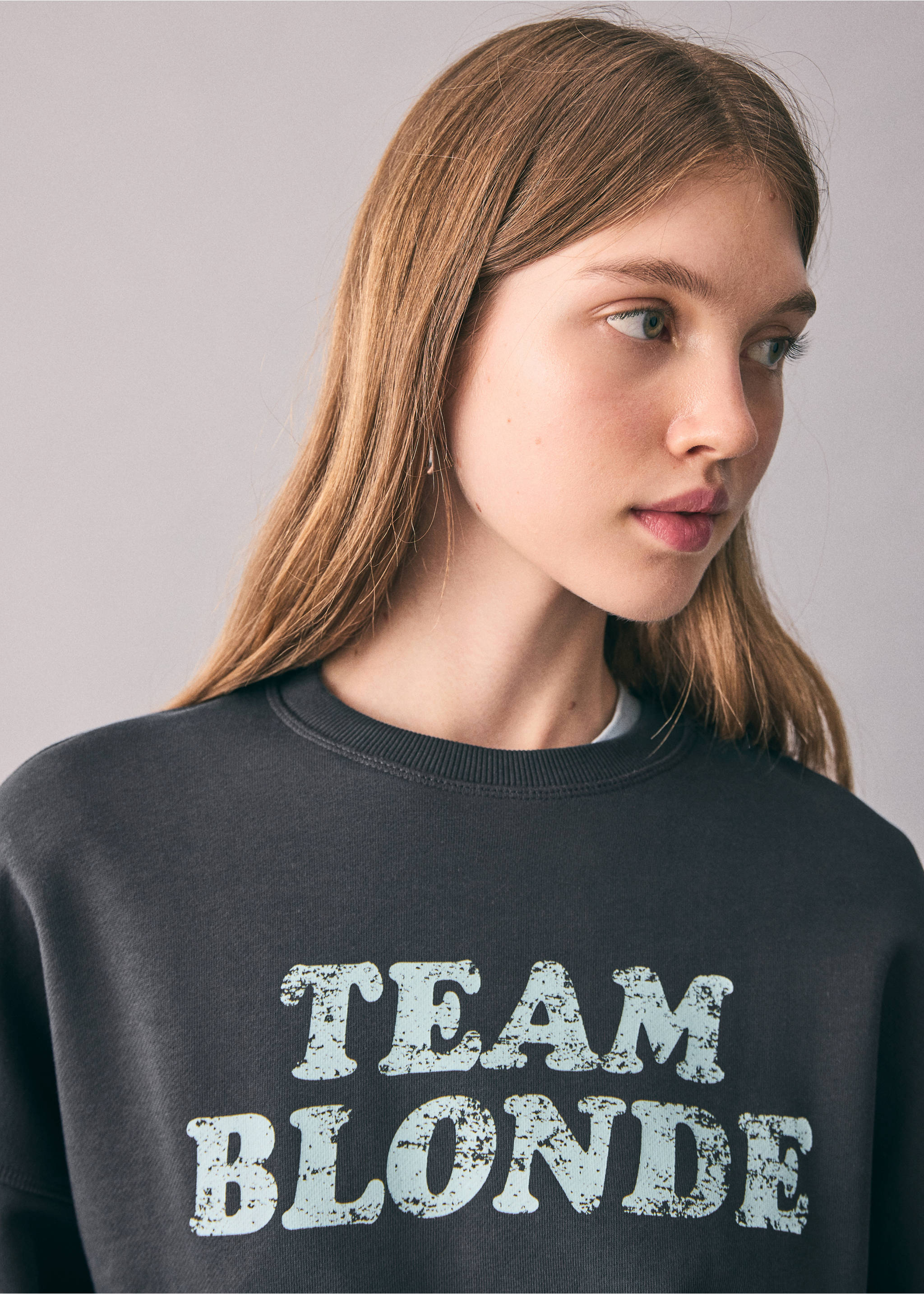 Printed cotton sweatshirt - Details of the article 1, Charcoal. Ref: 17045802-00.