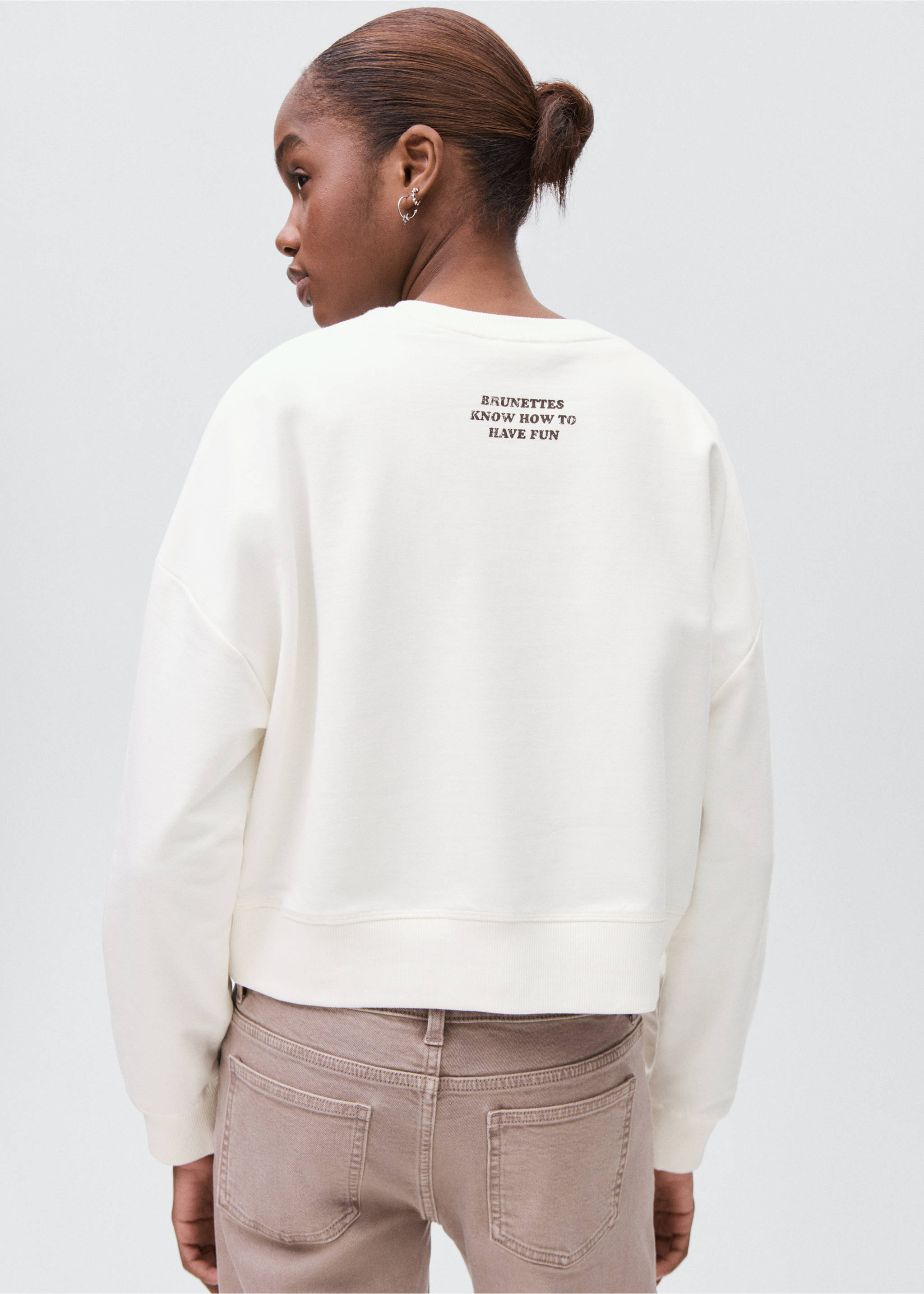 Printed cotton sweatshirt - Reverse of the article, Off White. Ref: 17045803-00.