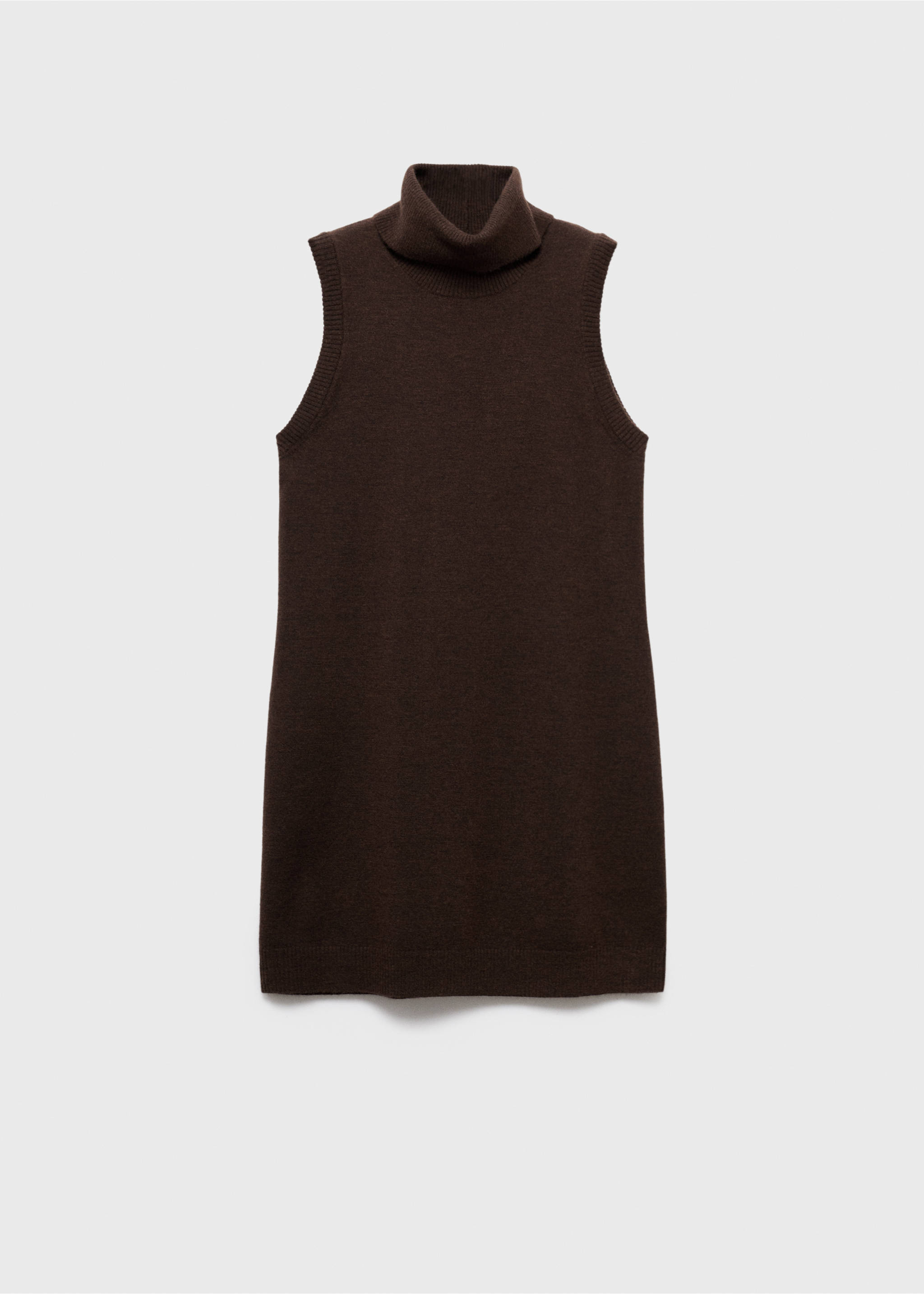 Gebreide jurk met omgeslagen col - Artikel zonder model, Chocoladebruin. Ref: 17045804-00.