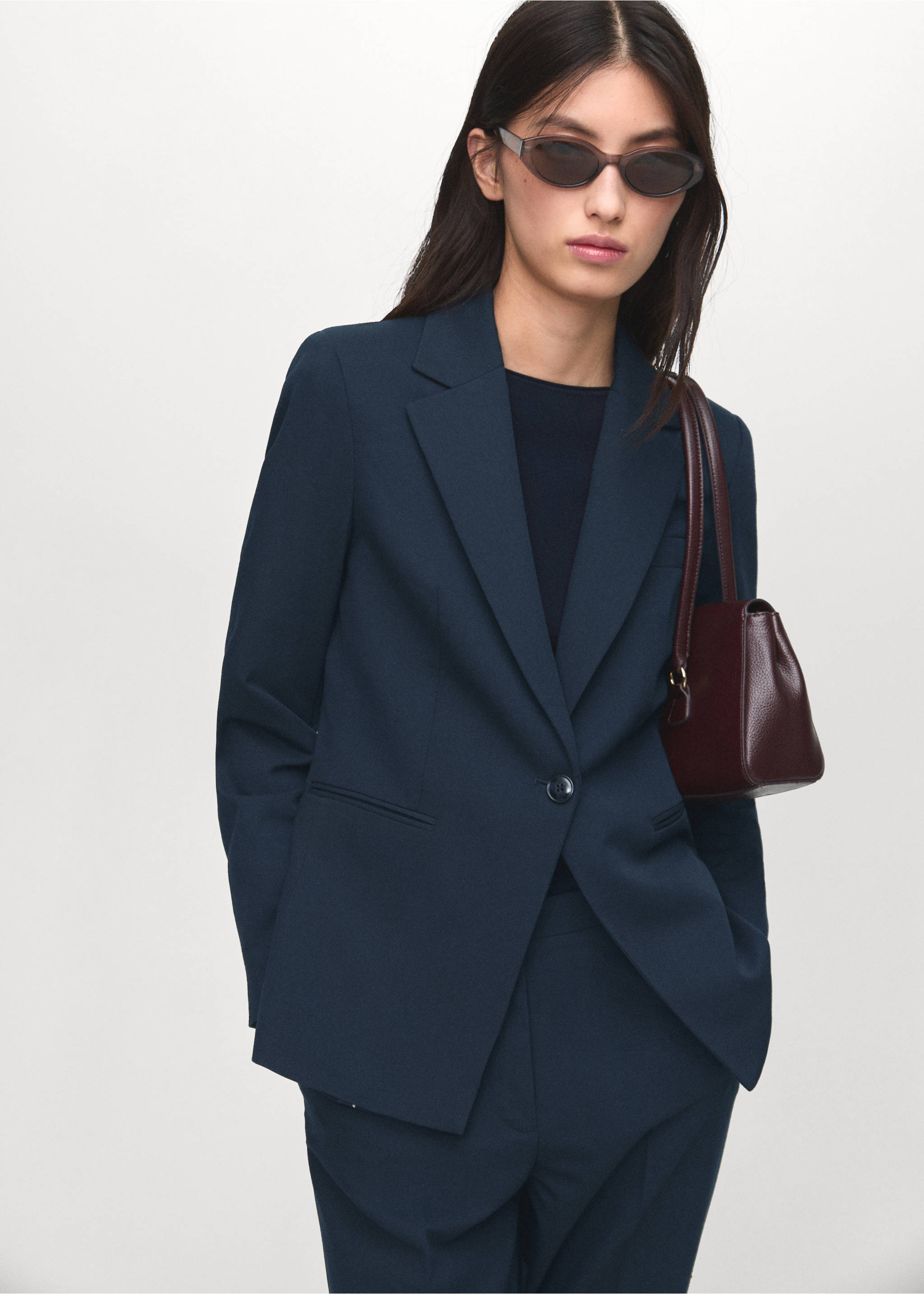Fitted suit blazer - Medium plane, Navy. Ref: 17045806-00.