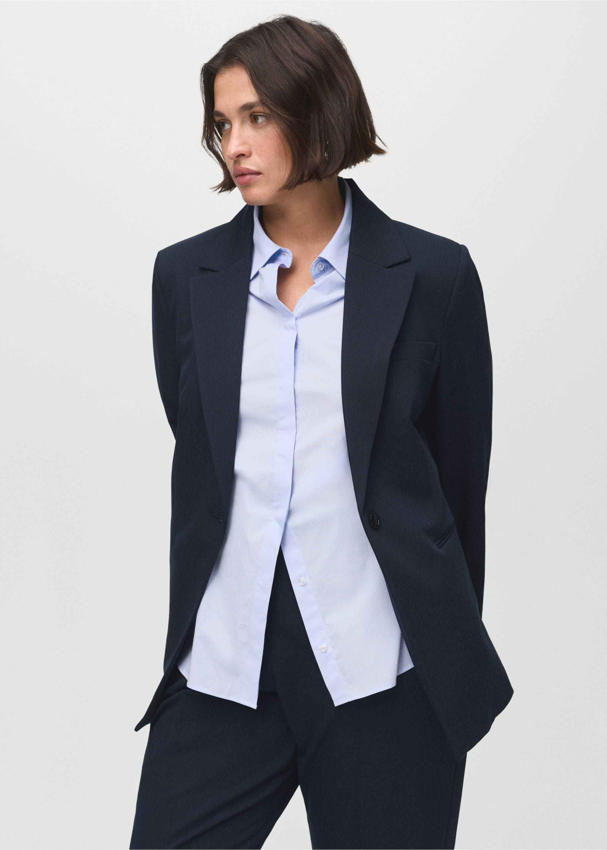 Fitted suit blazer - Details of the article 5, Navy. Ref: 17045806-00.