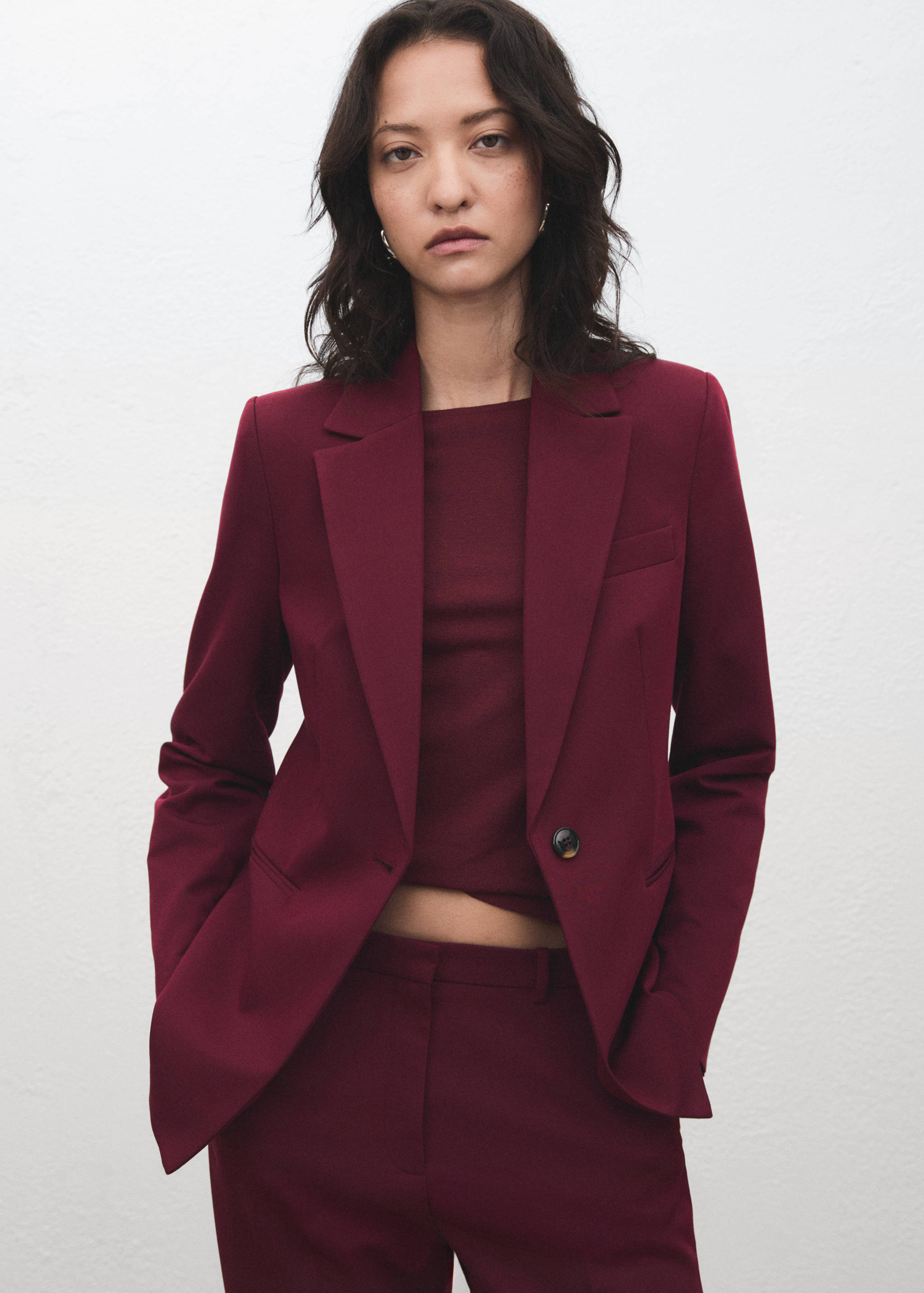 Fitted suit blazer - Medium plane
