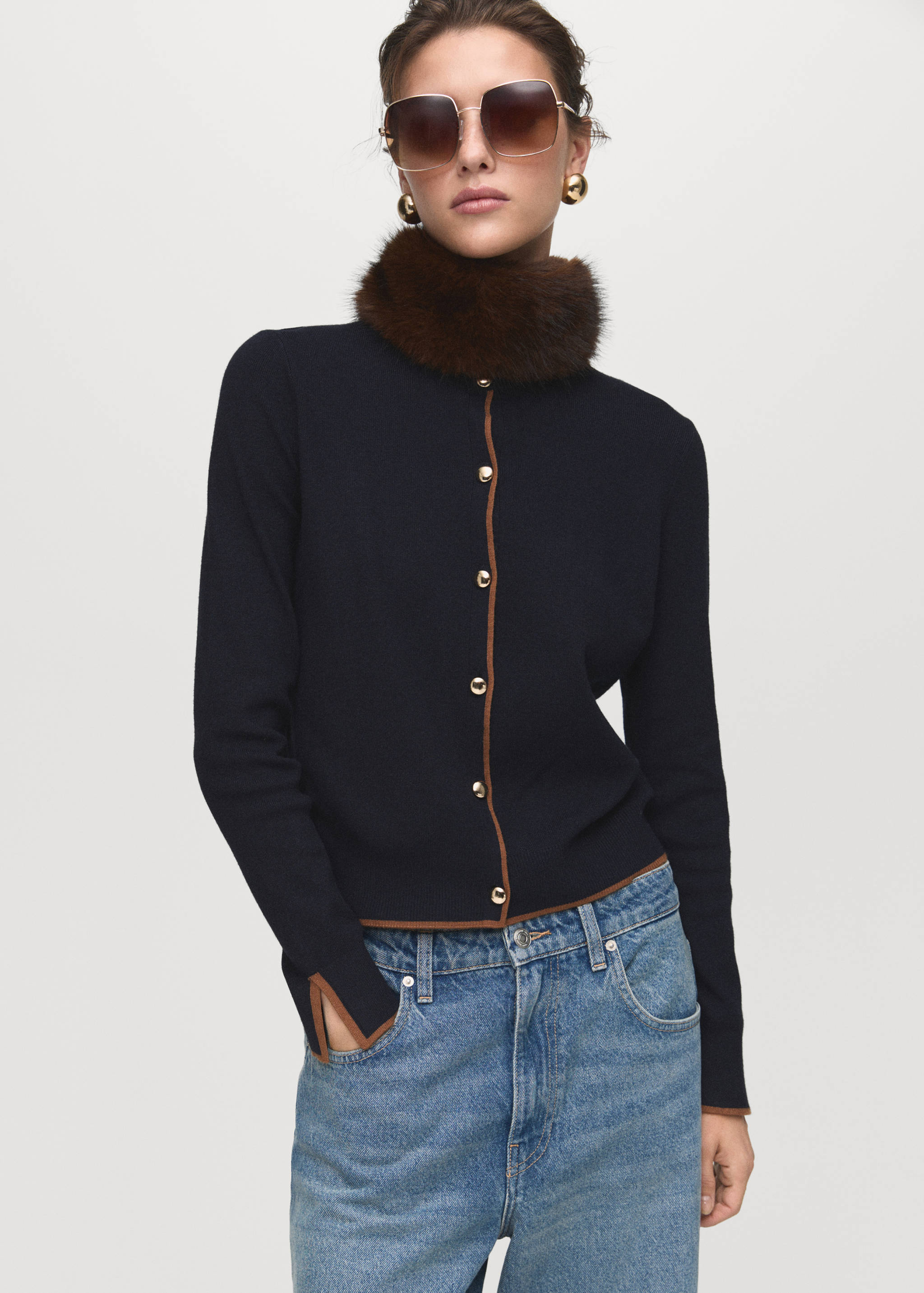 Cardigan with cuff opening - Medium plane