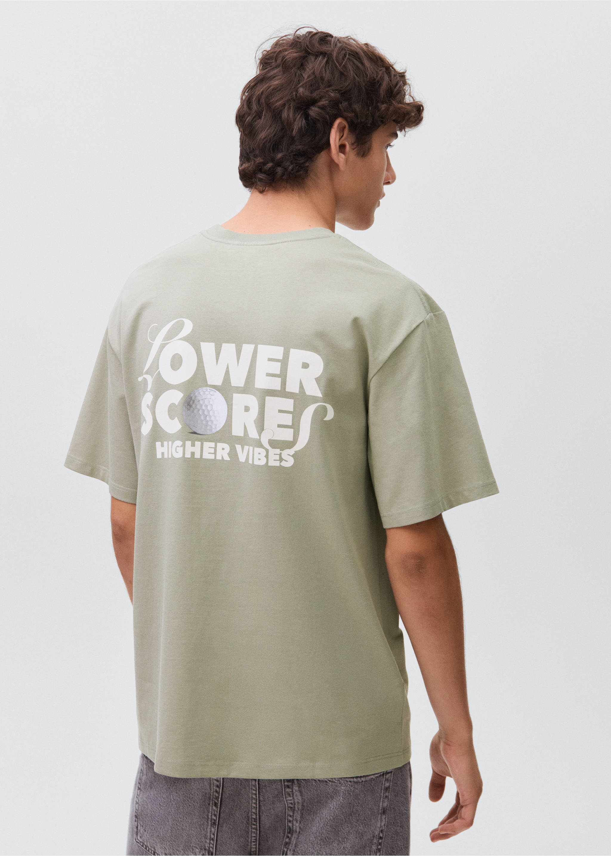Printed cotton-blend t-shirt - Reverse of the article, Green. Ref: 17045810-00.