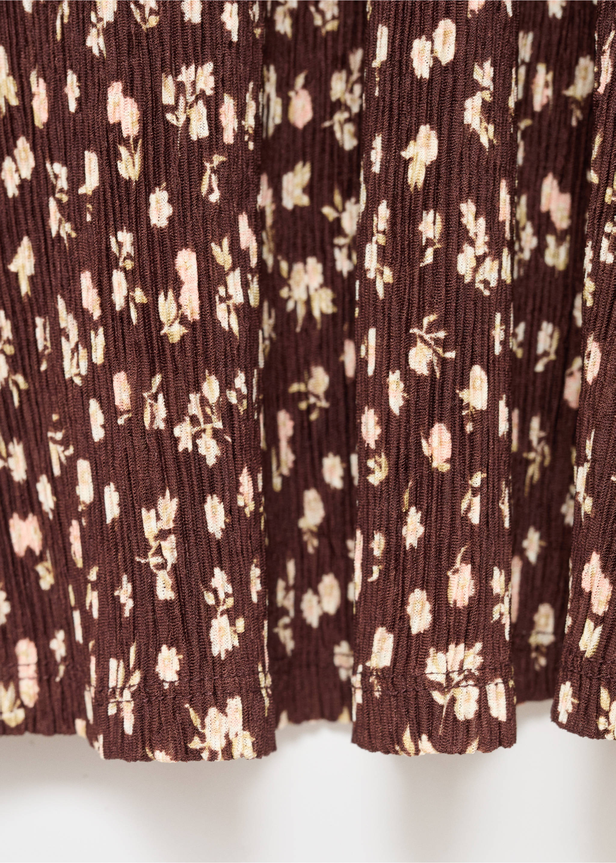 Printed V-neck dress - Details of the article 0, Brown. Ref: 17045812-00.