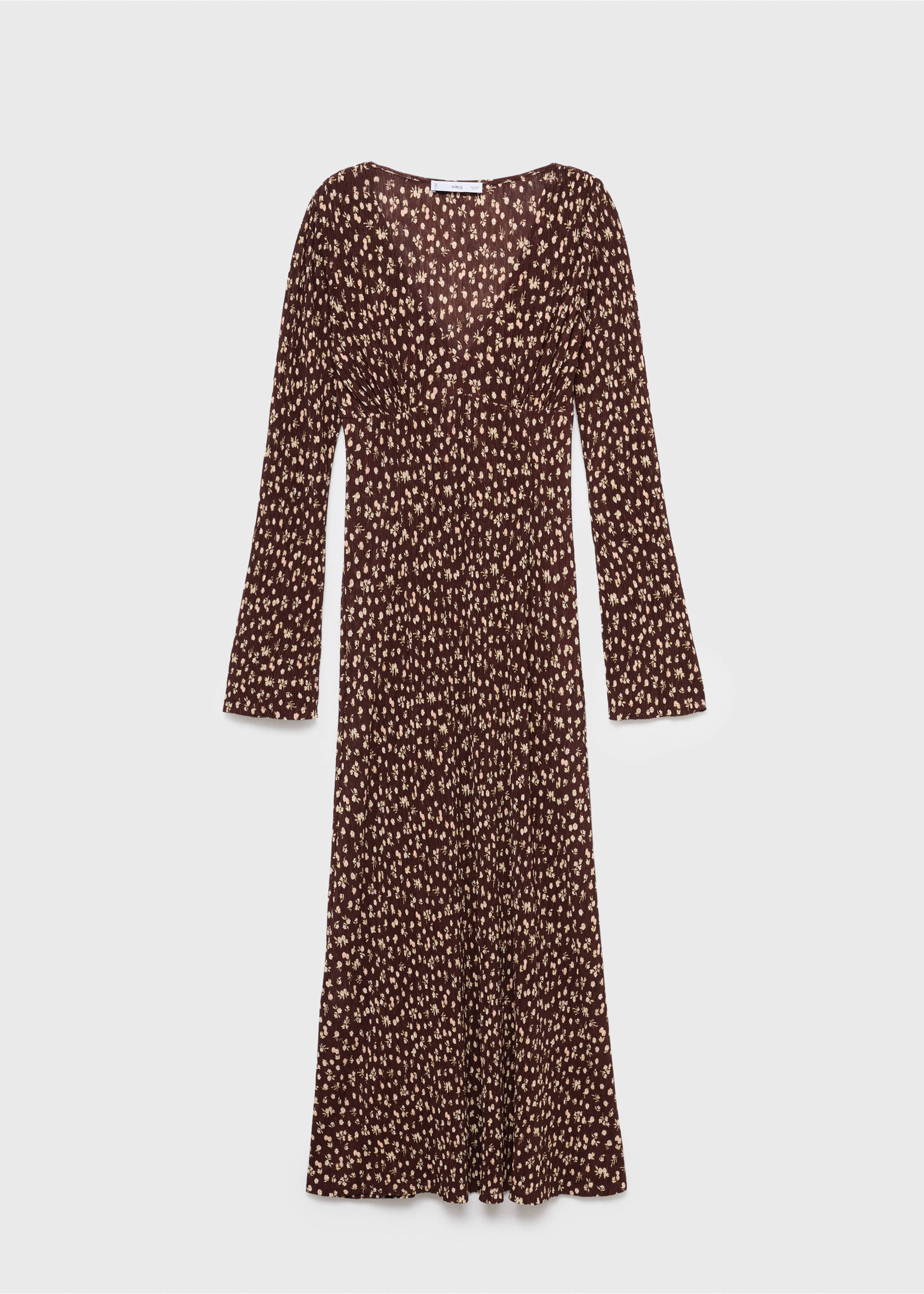Printed V-neck dress - Article without model, Brown. Ref: 17045812-00.