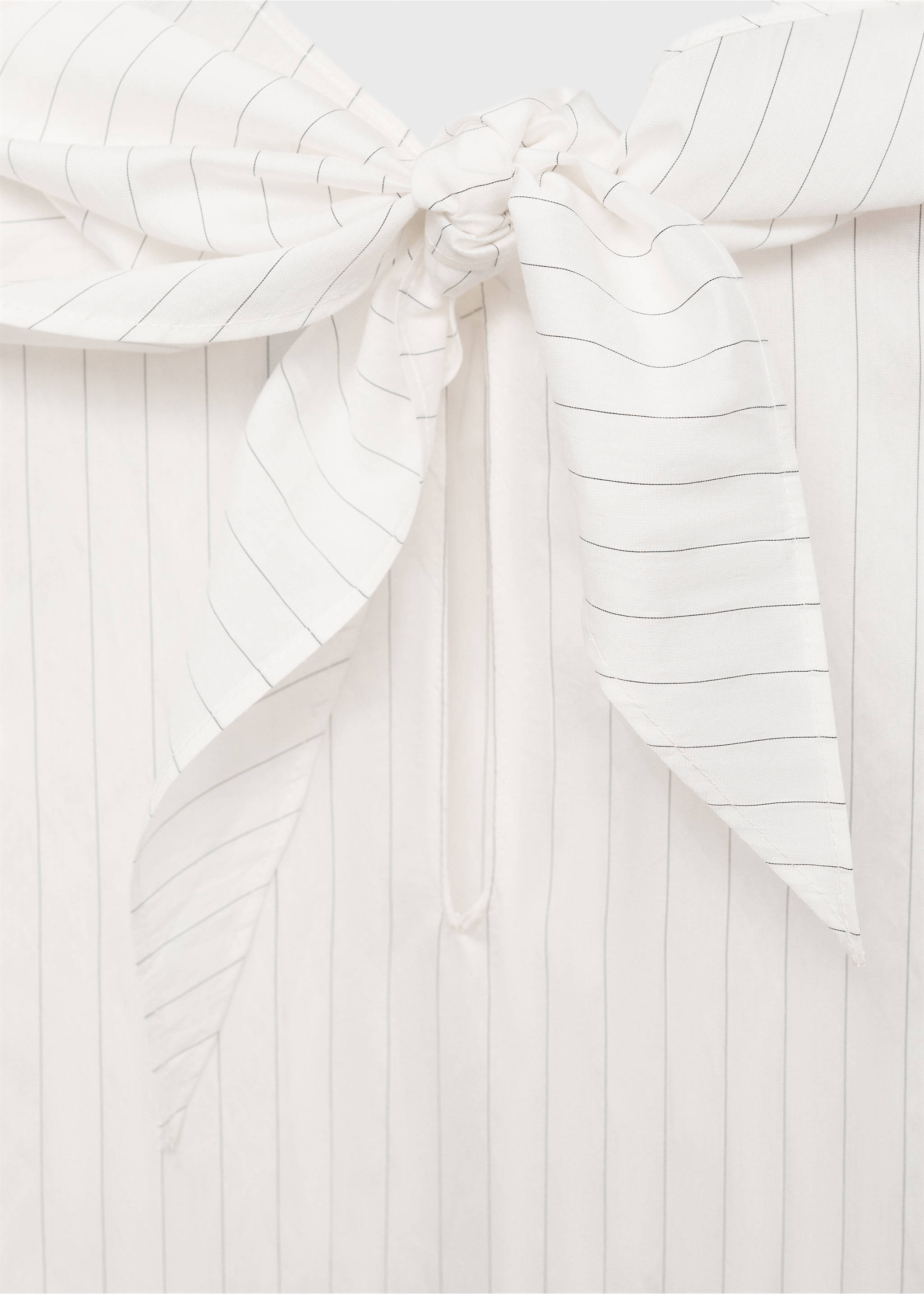 Striped blouse with handkerchief - Details of the article 0, White. Ref: 17045814-00.
