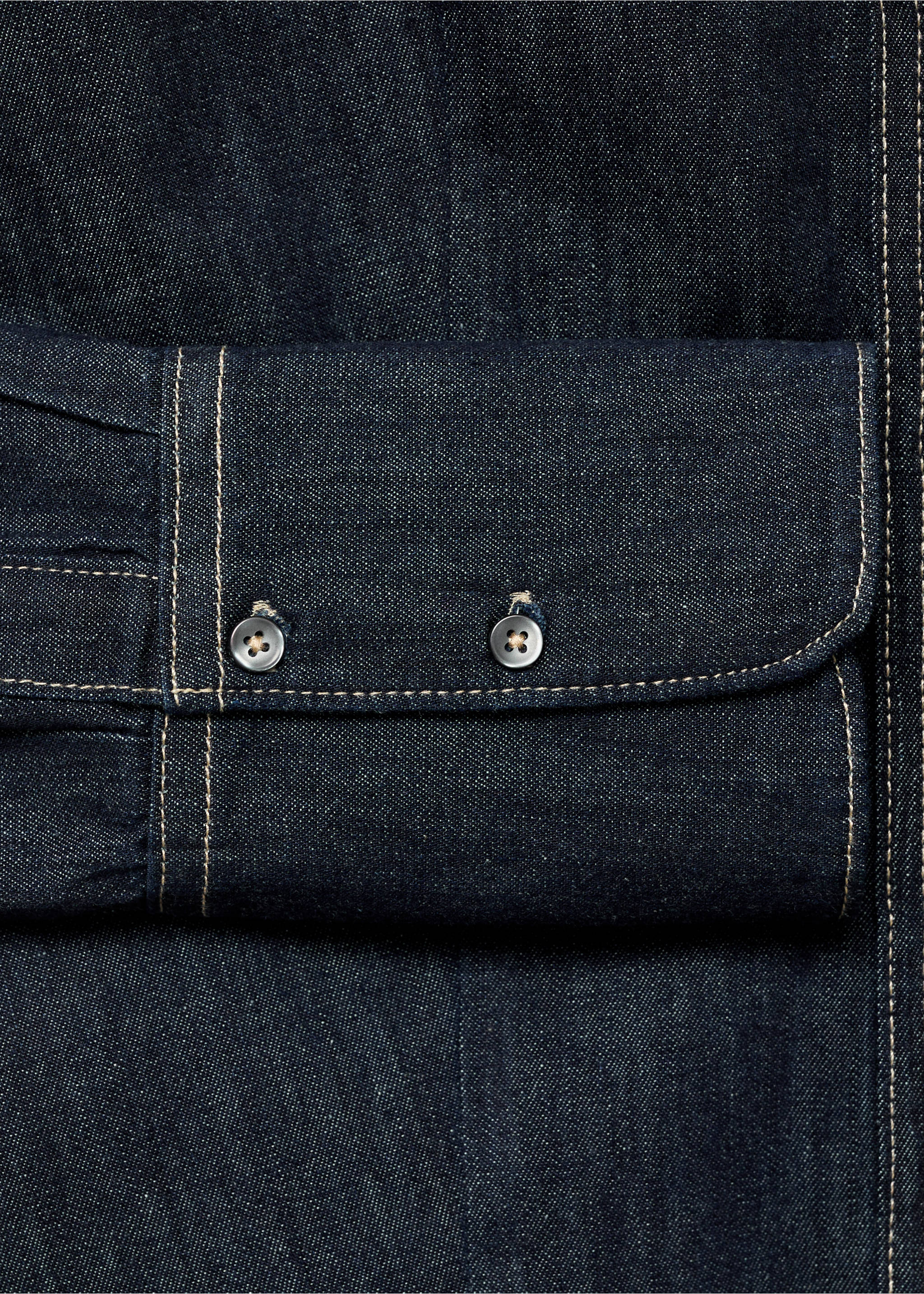 Denim shirt with seams - Details of the article 0, Open Blue. Ref: 17045815-00.