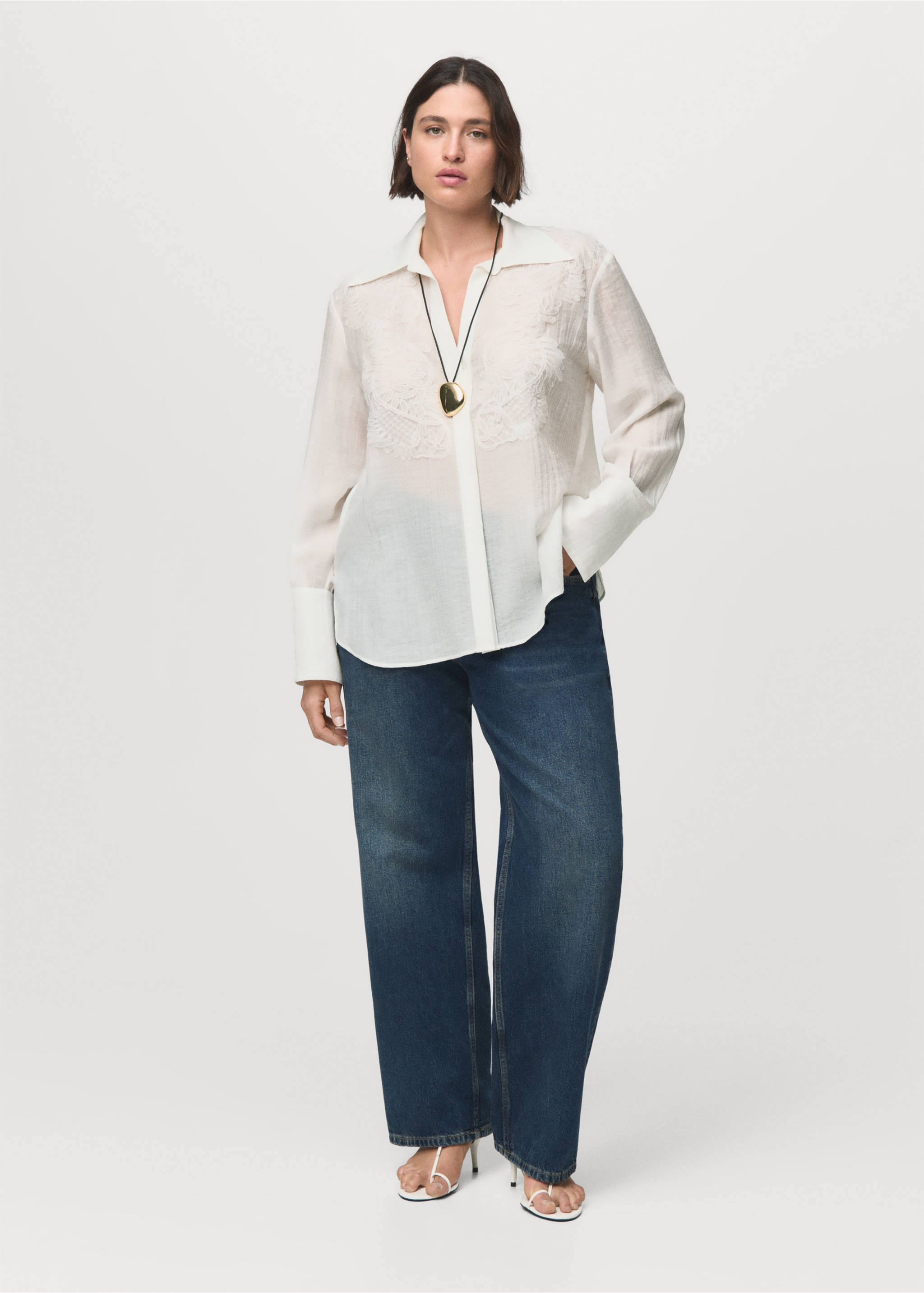 Lyocell shirt with patches - Details of the article 6, Off White. Ref: 17045816-00.