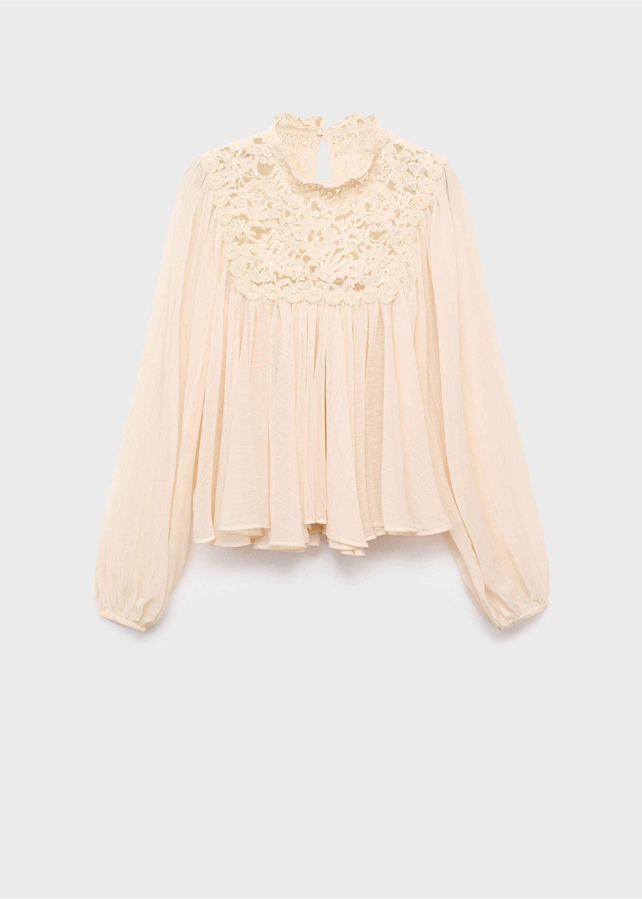 Lace combination blouse - Article without model, Ecru. Ref: 17045819-00.