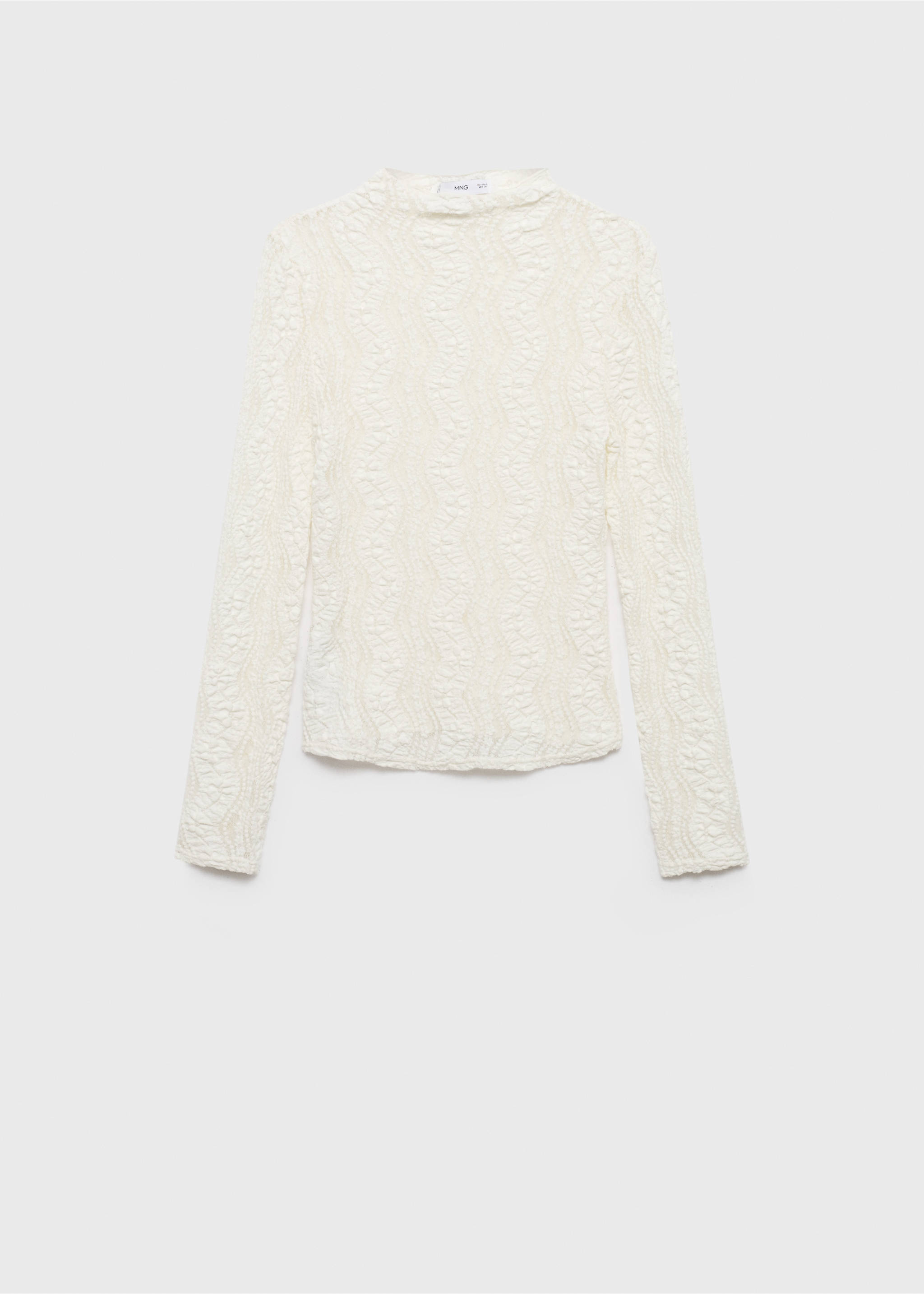 Openwork sweater with perkins collar - Article without model, Off White. Ref: 17045822-00.