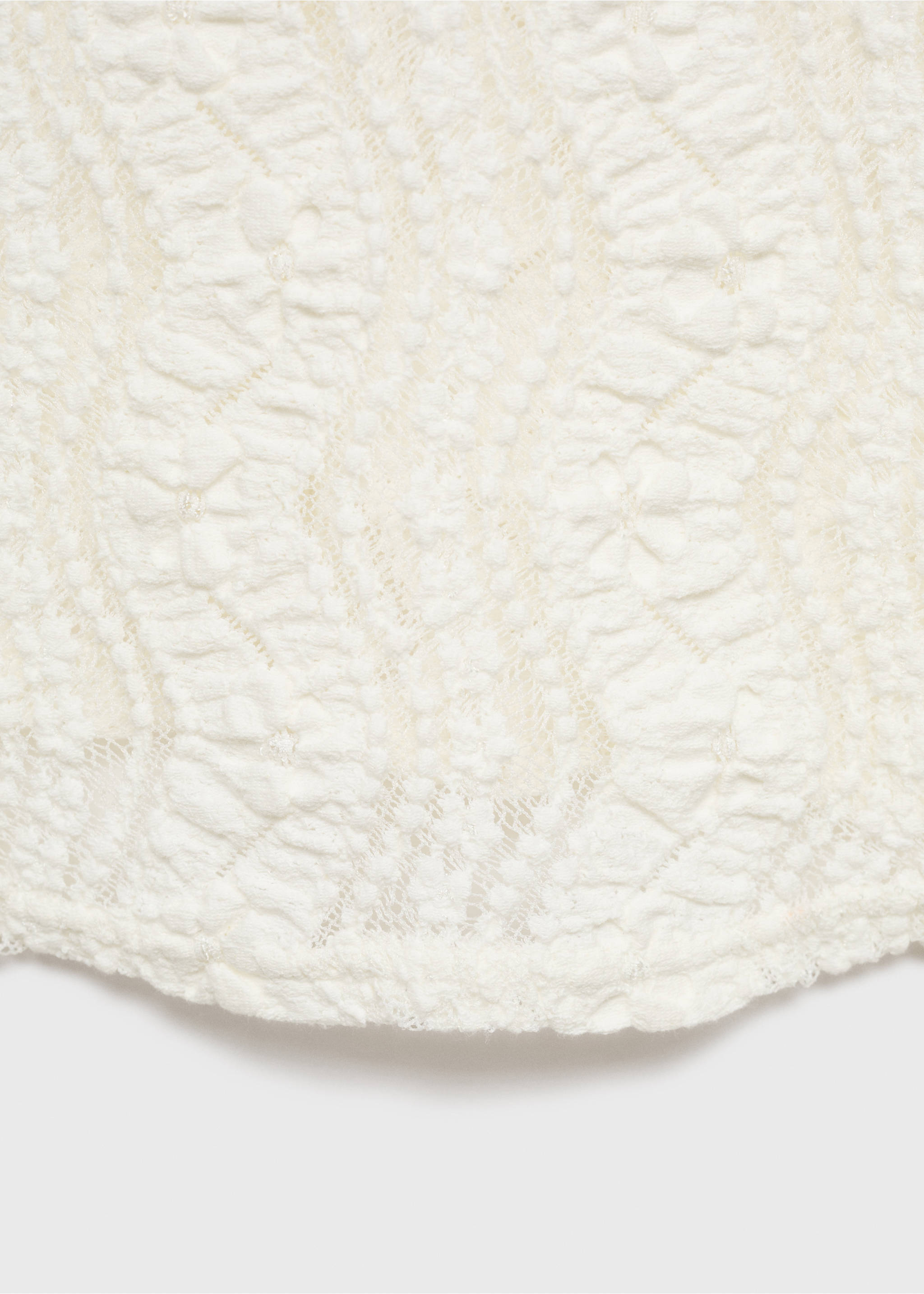 Openwork sweater with perkins collar - Details of the article 0, Off White. Ref: 17045822-00.