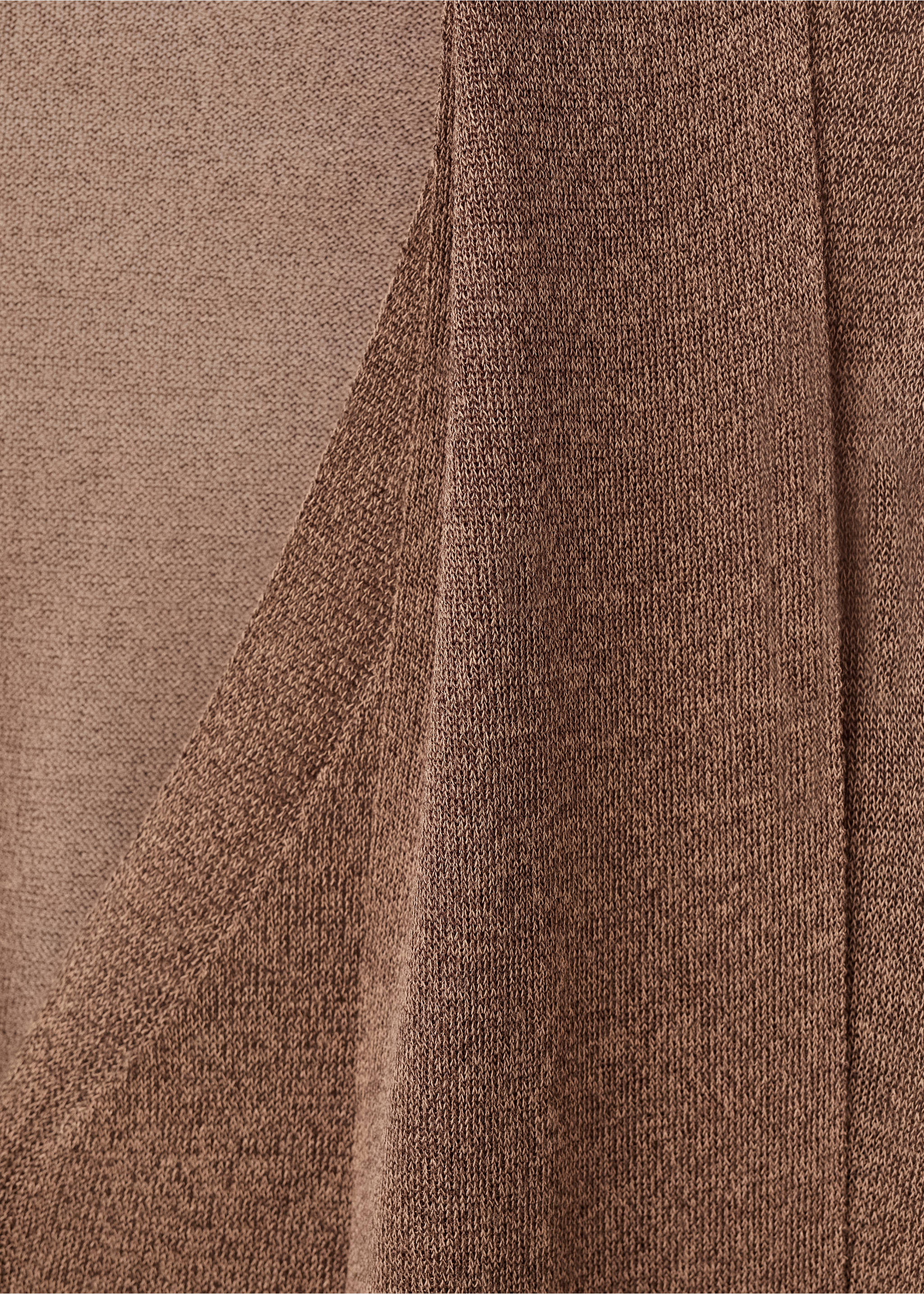 Close-up of the fine knit texture and fabric detail on a brown cardigan., Brown. Ref: 17045825-00.