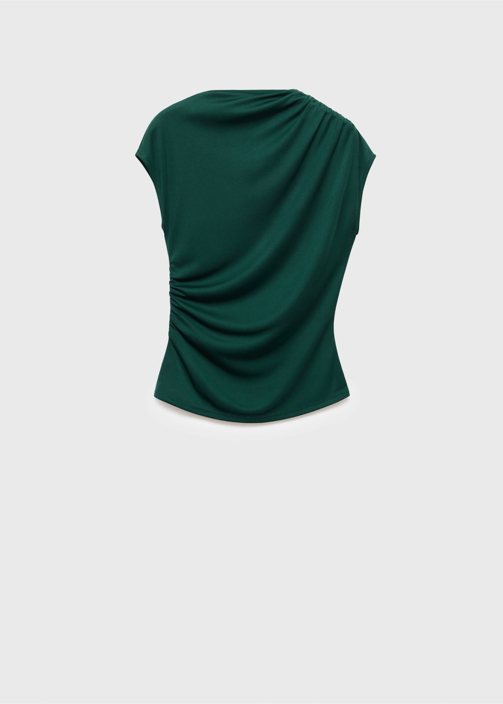 T-shirt with gathered asymmetrical neck - Article without model, Dark Green. Ref: 17045828-00.