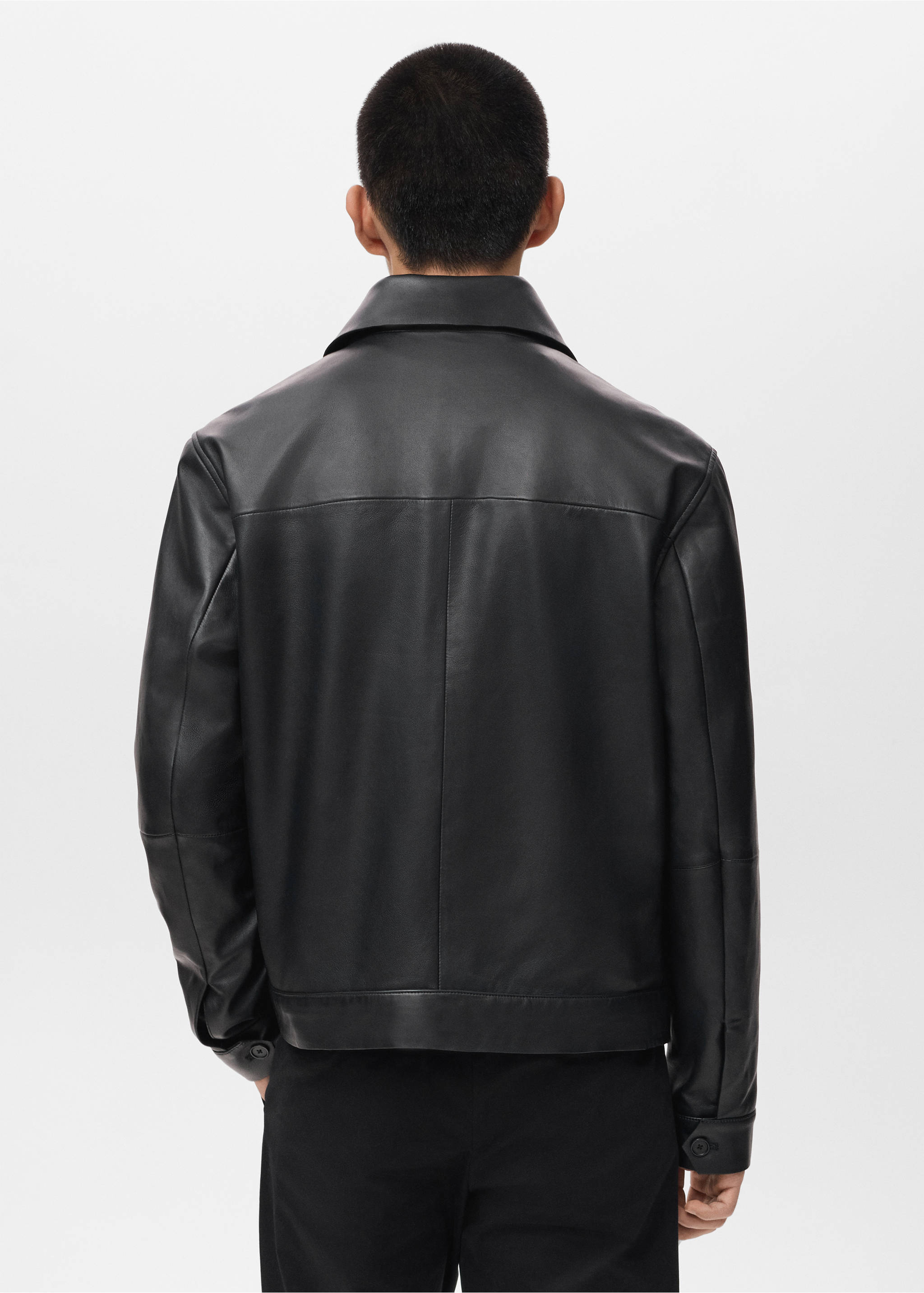 Blouson 100 % cuir poches - Verso de l’article, Noir. Ref: 17045968-00.