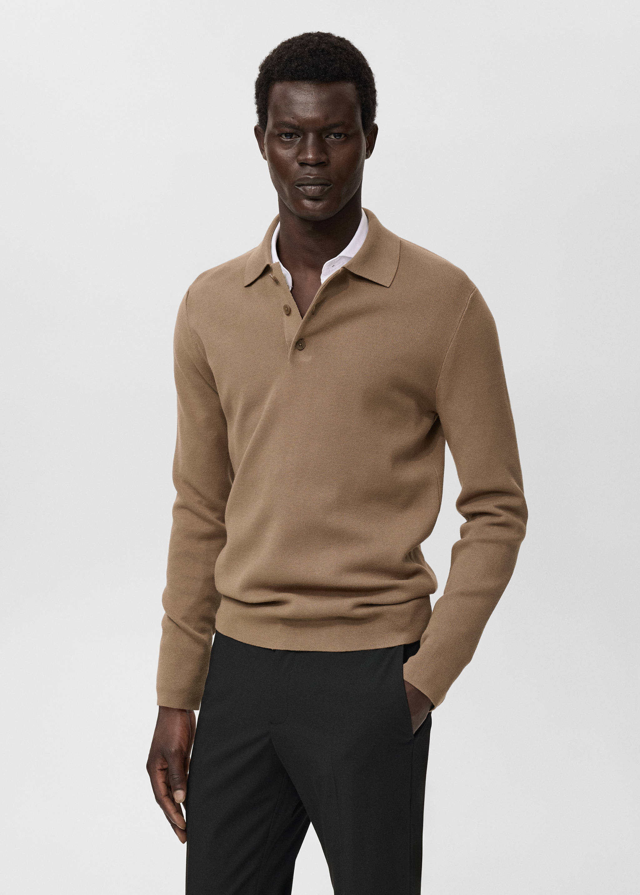 Strickpullover mit Poloshirt-Kragen - Mittlere Ansicht