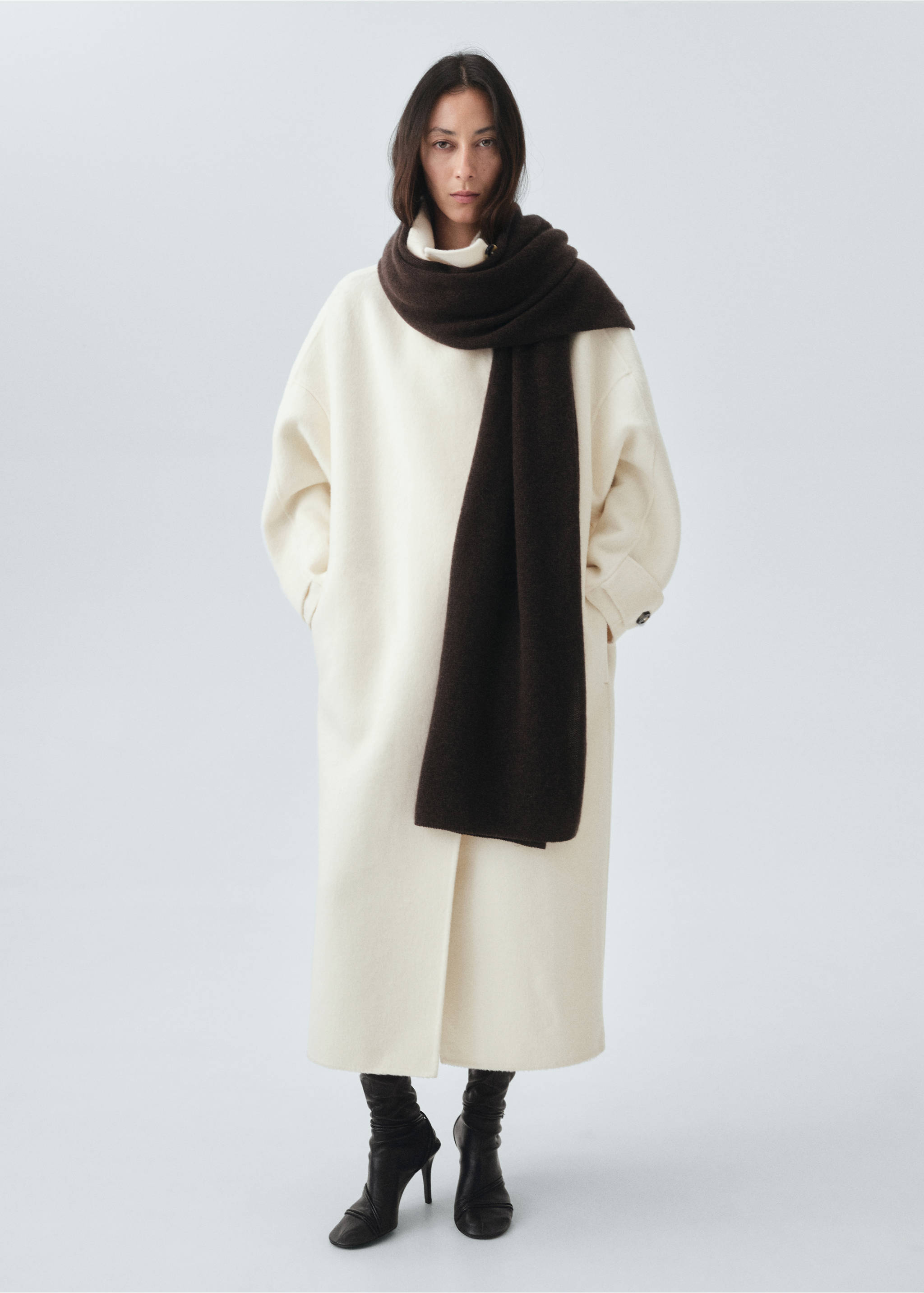 100% cashmere scarf - General plane, Chocolate. Ref: 17045976-00.