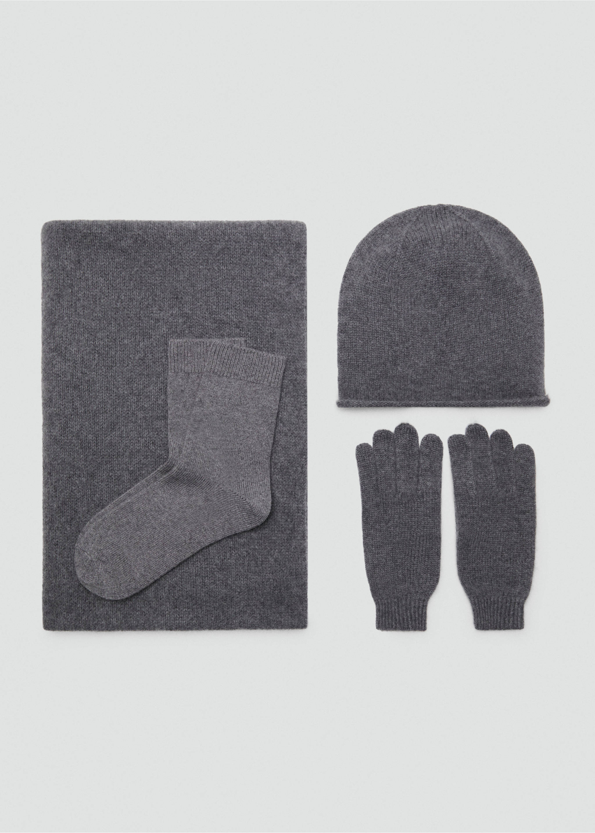 100% cashmere scarf - Details of the article 1, Medium Heather Grey. Ref: 17045976-00.