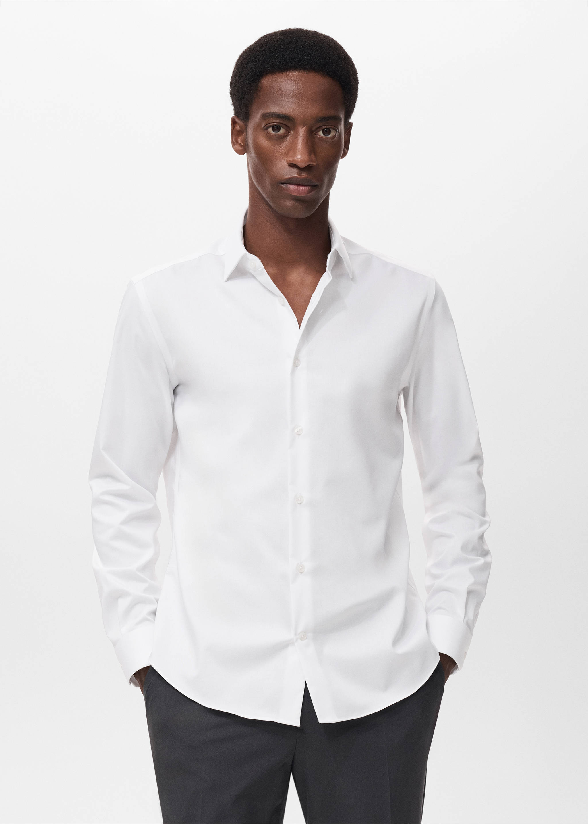 Comfort stretch non-iron shirt - Medium plane, White. Ref: 17045980-00.