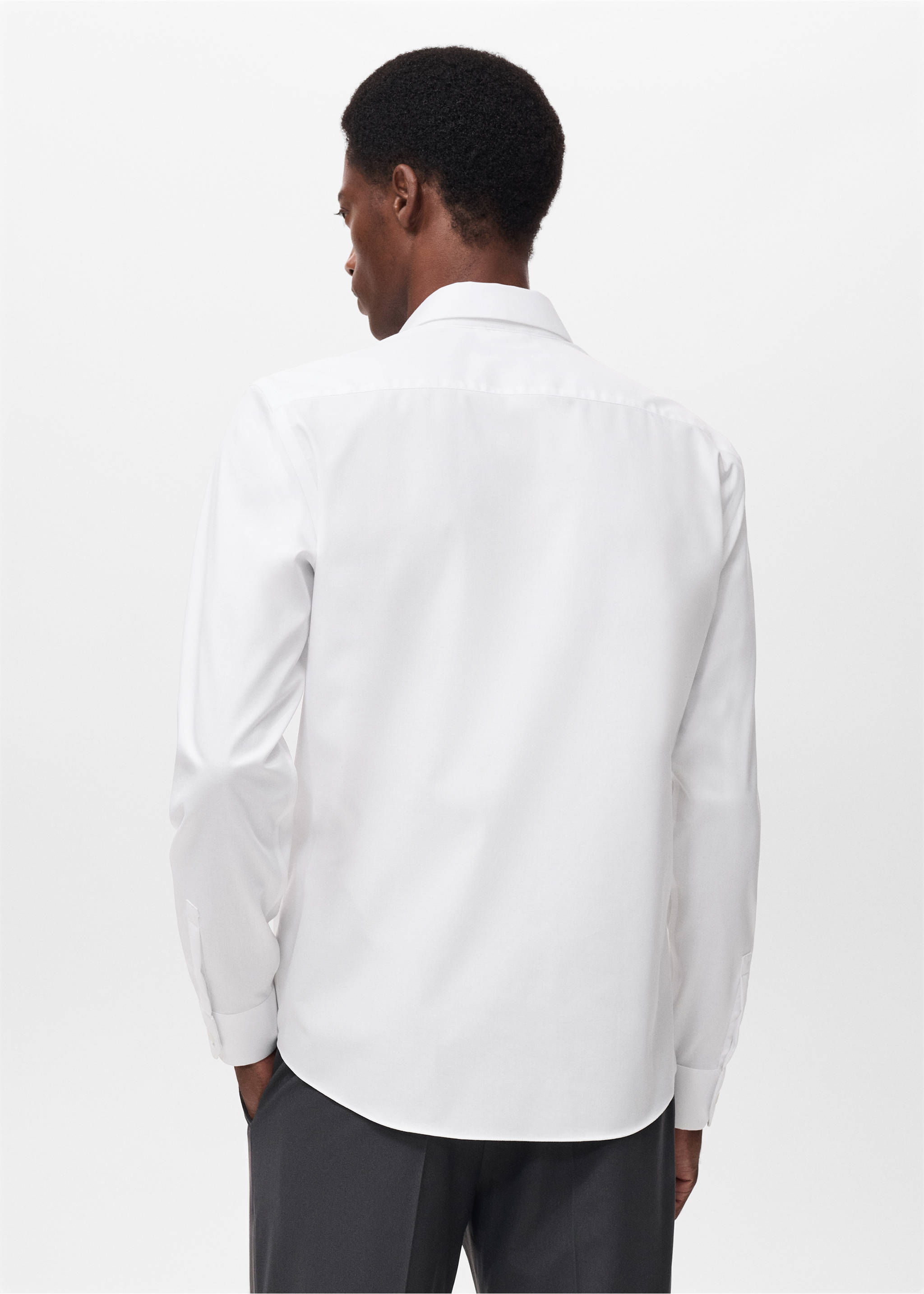 Comfort stretch non-iron shirt - Reverse of the article, White. Ref: 17045980-00.
