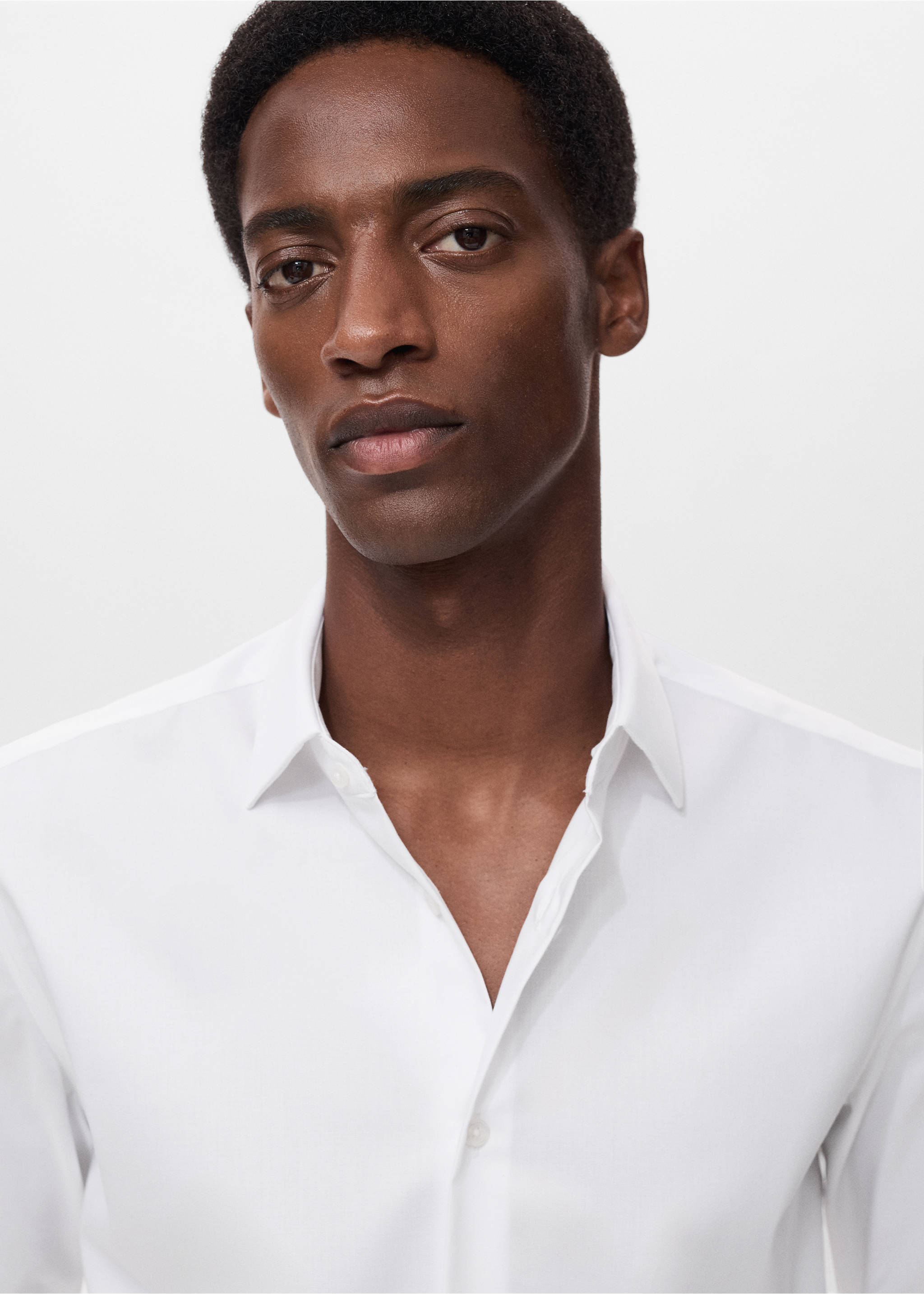 Comfort stretch non-iron shirt - Details of the article 1, White. Ref: 17045980-00.