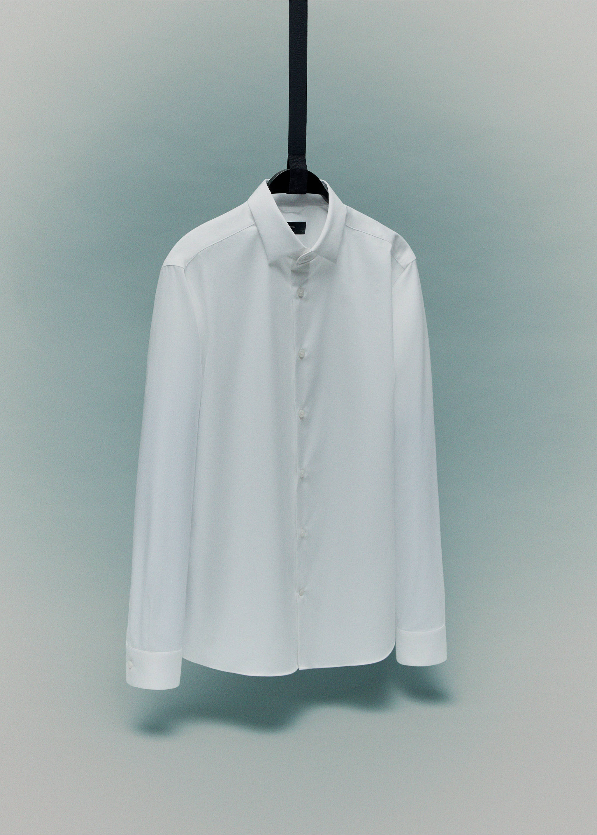 Comfort stretch non-iron shirt - Details of the article 9, White. Ref: 17045980-00.