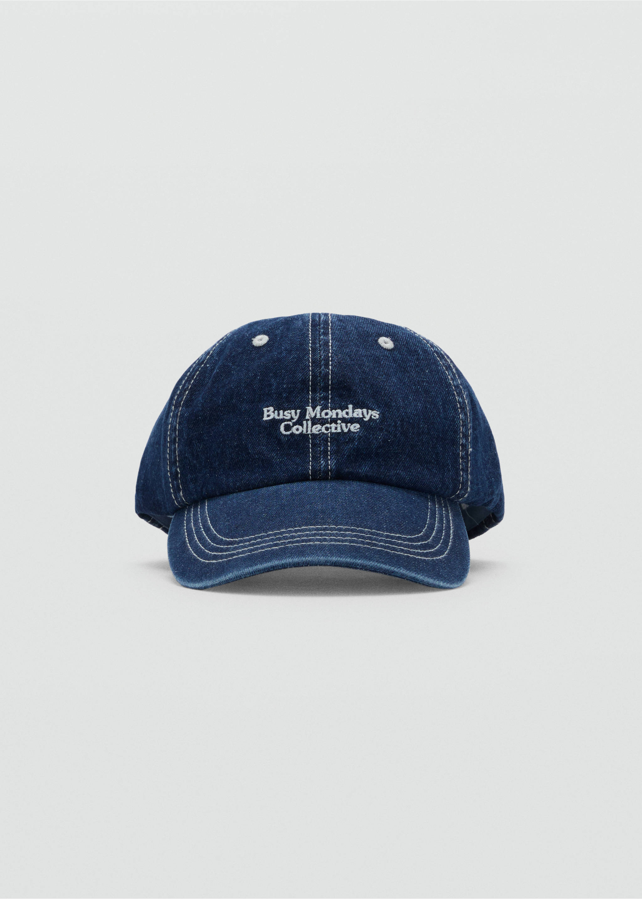 Gorra denim bordada - Plano medio, Azul. Ref: 17045990-00.
