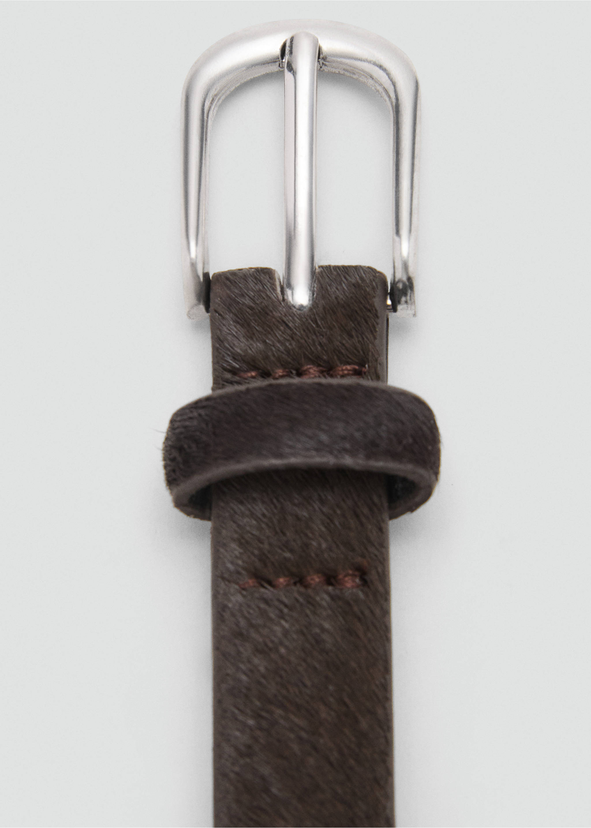 Leather fur belt - Medium plane, Chocolate. Ref: 17045992-00.