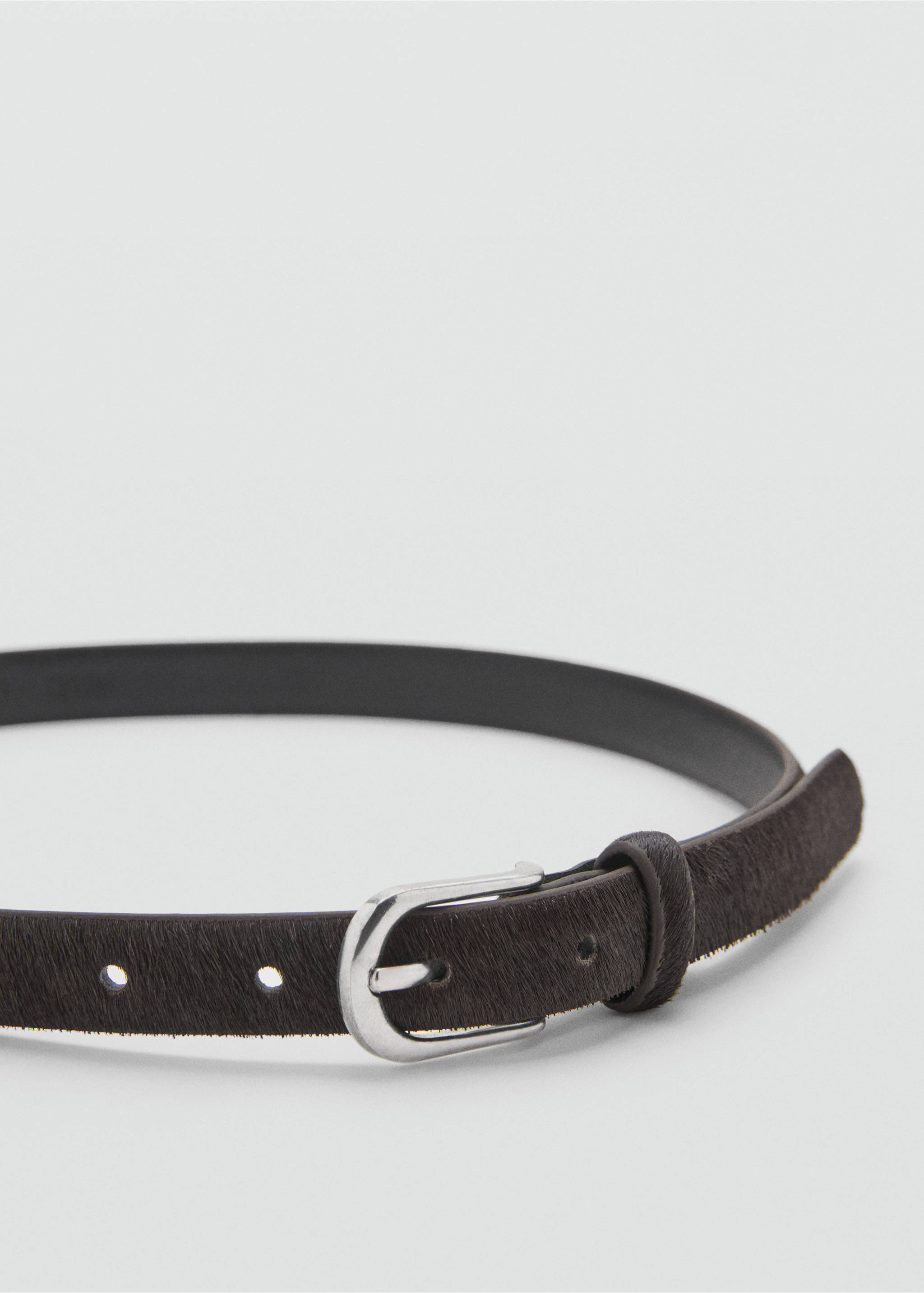 Leather fur belt - Details of the article 1, Chocolate. Ref: 17045992-00.
