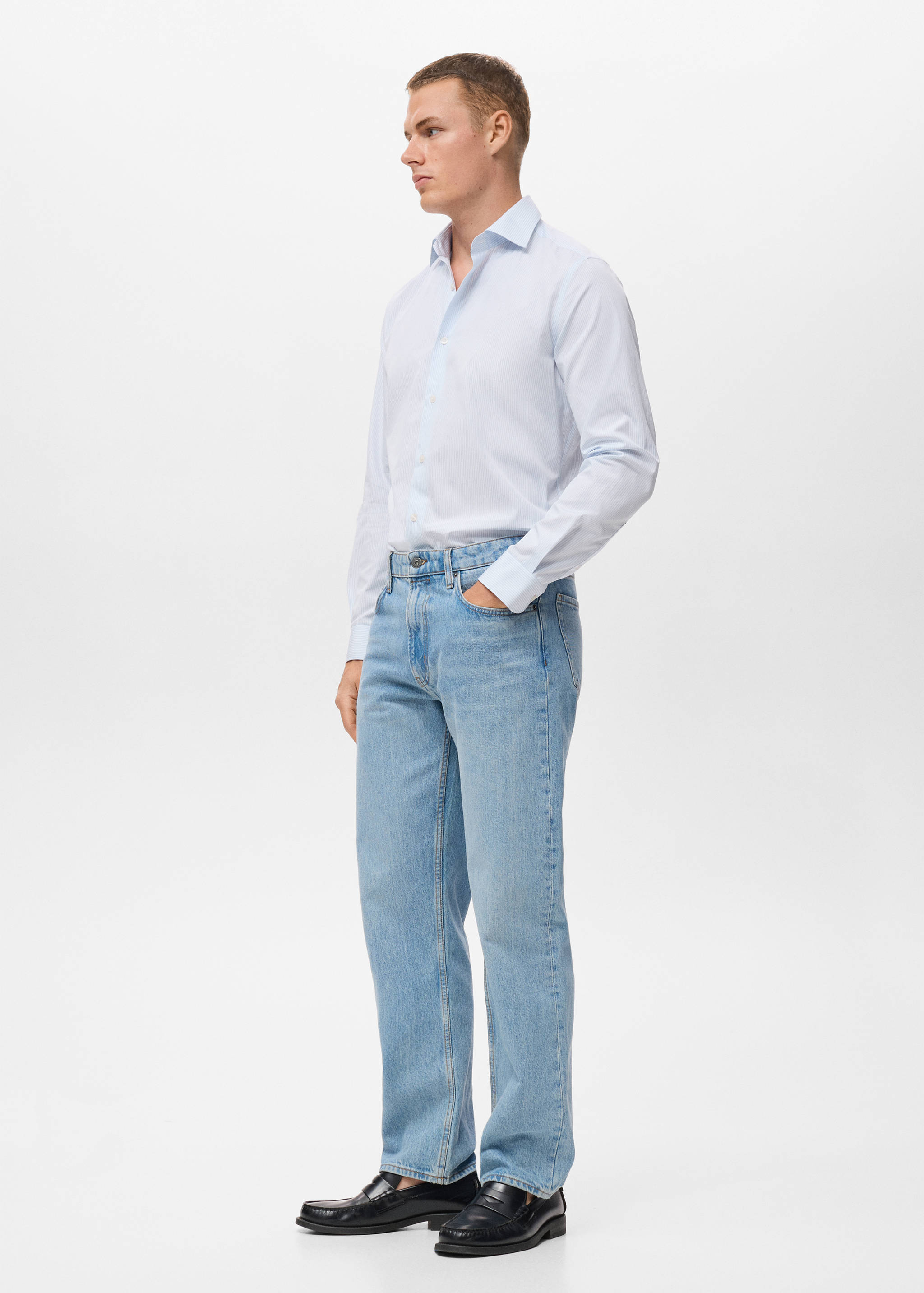 100% cotton striped slim-fit shirt - Details of the article 2