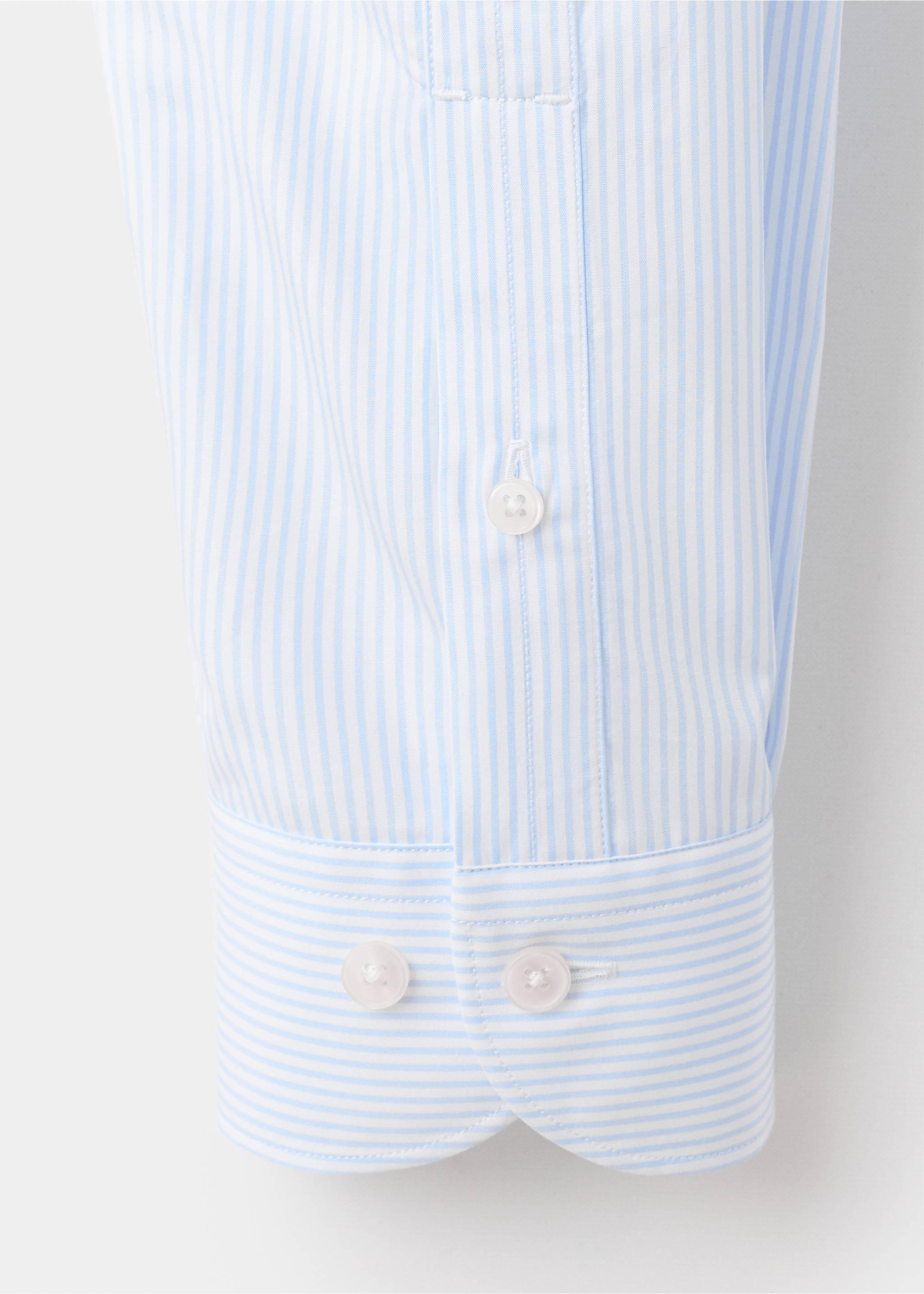 100% cotton striped slim-fit shirt - Details of the article 0, Sky Blue. Ref: 17046001-00.