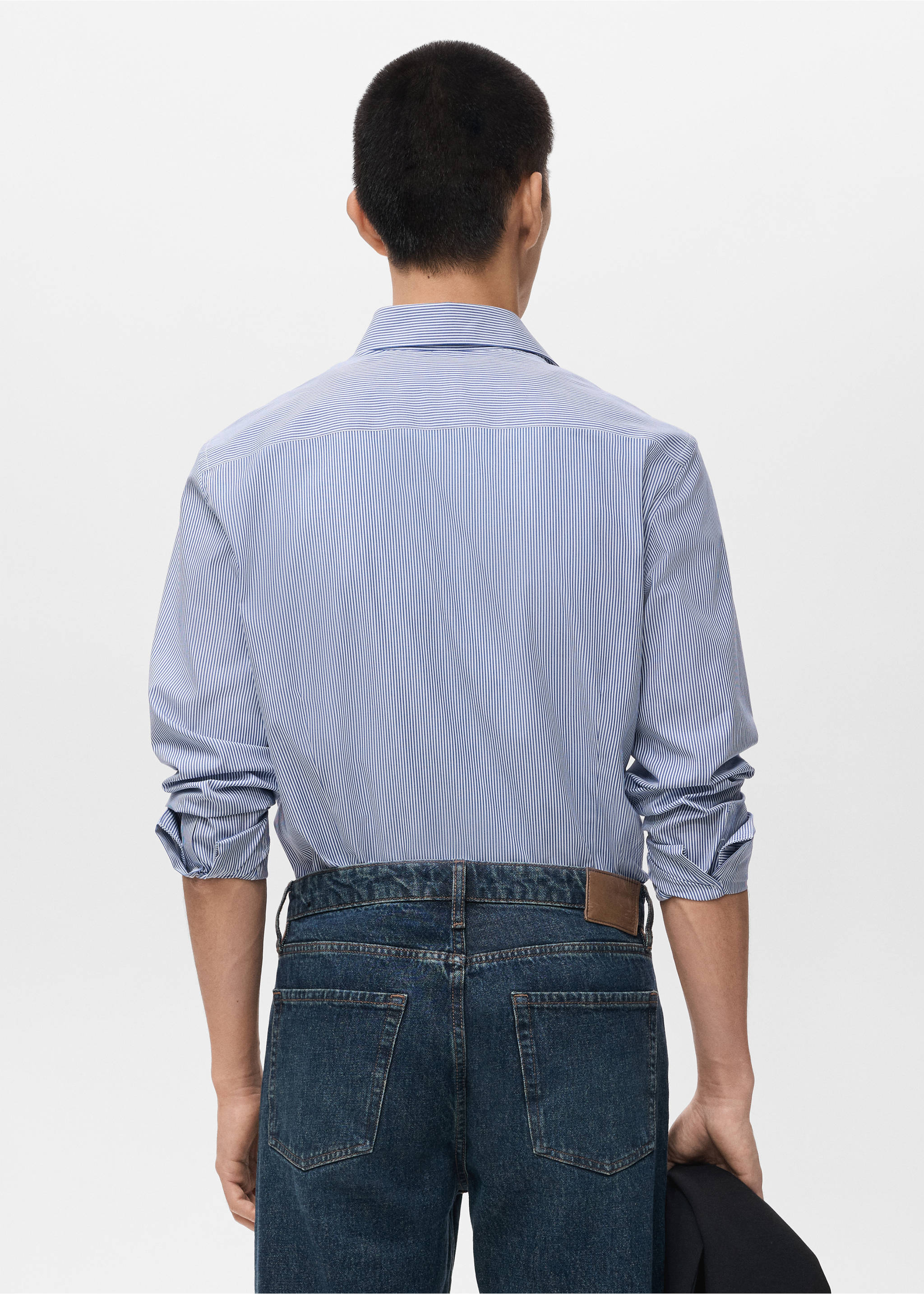 100% cotton striped slim-fit shirt - Reverse of the article, Blue. Ref: 17046001-00.
