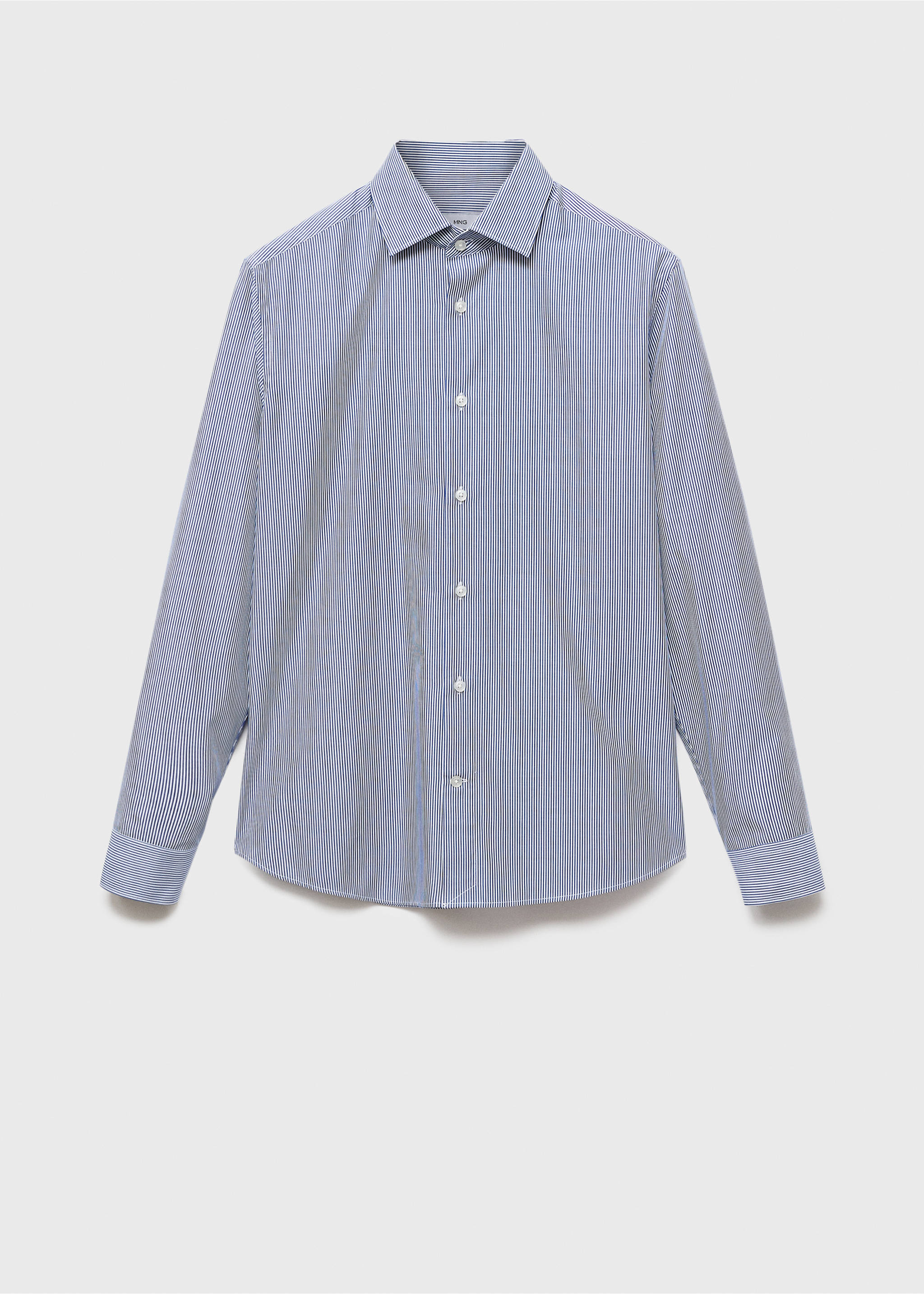 100% cotton striped slim-fit shirt - Article without model, Blue. Ref: 17046001-00.