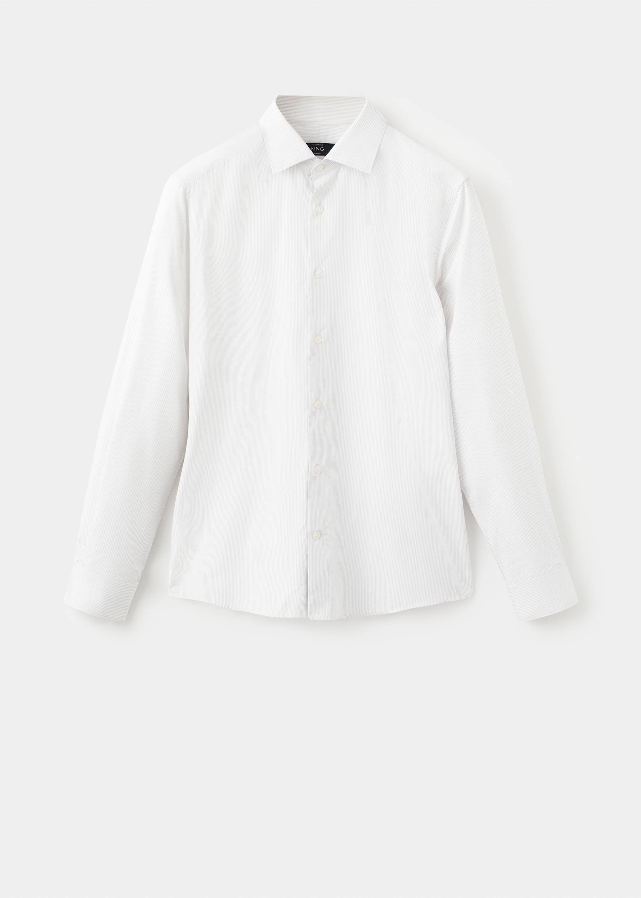 100% cotton striped slim-fit shirt - Article without model, Grey. Ref: 17046001-00.