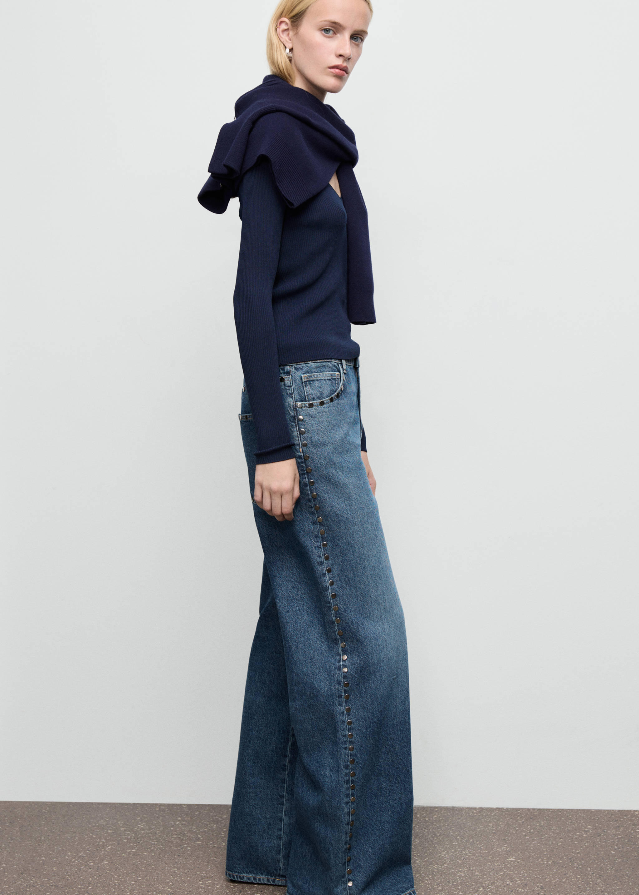 Wide leg studded jeans - Details of the article 1