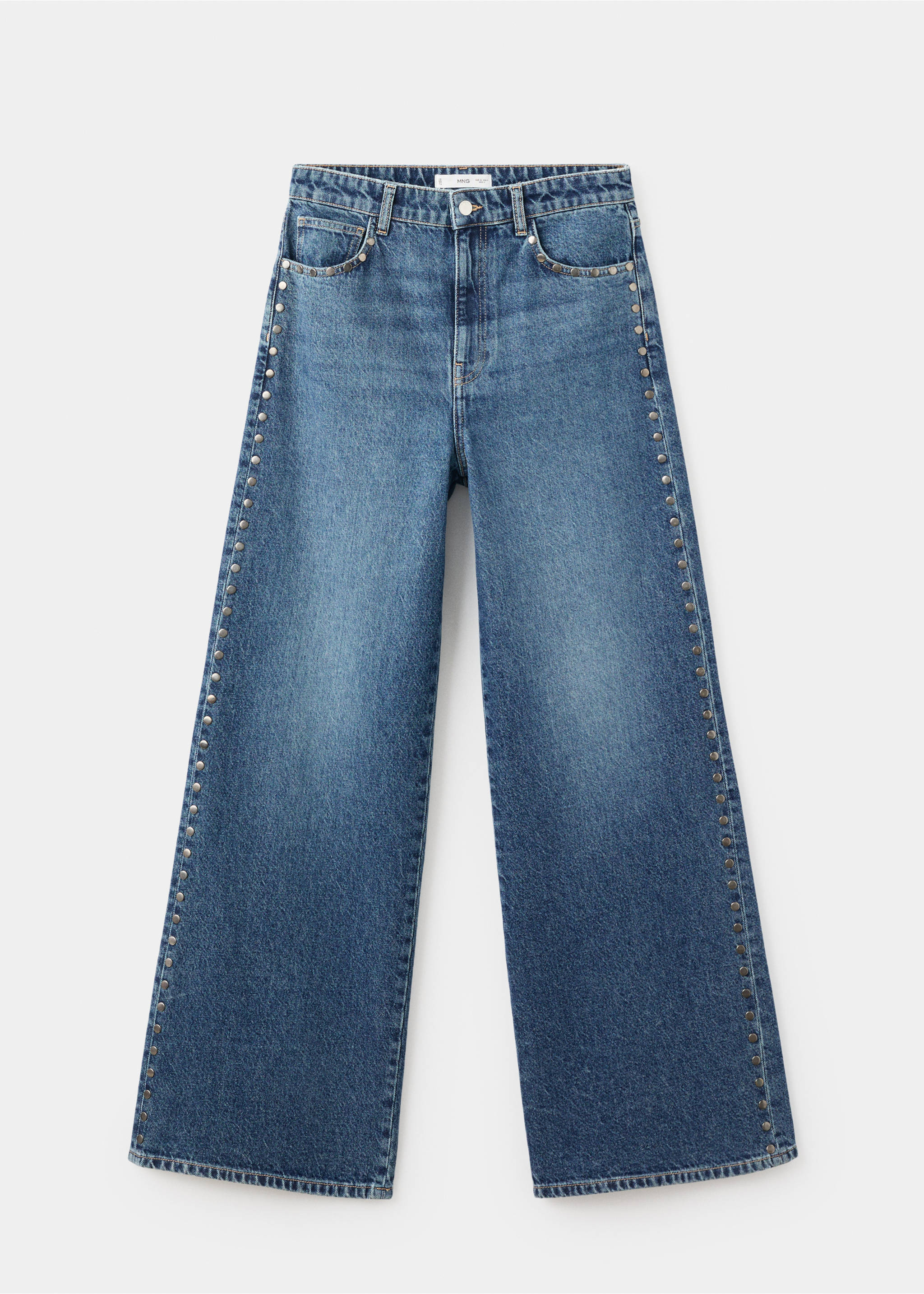Wide leg studded jeans - Article without model, Dark Blue. Ref: 17046004-00.