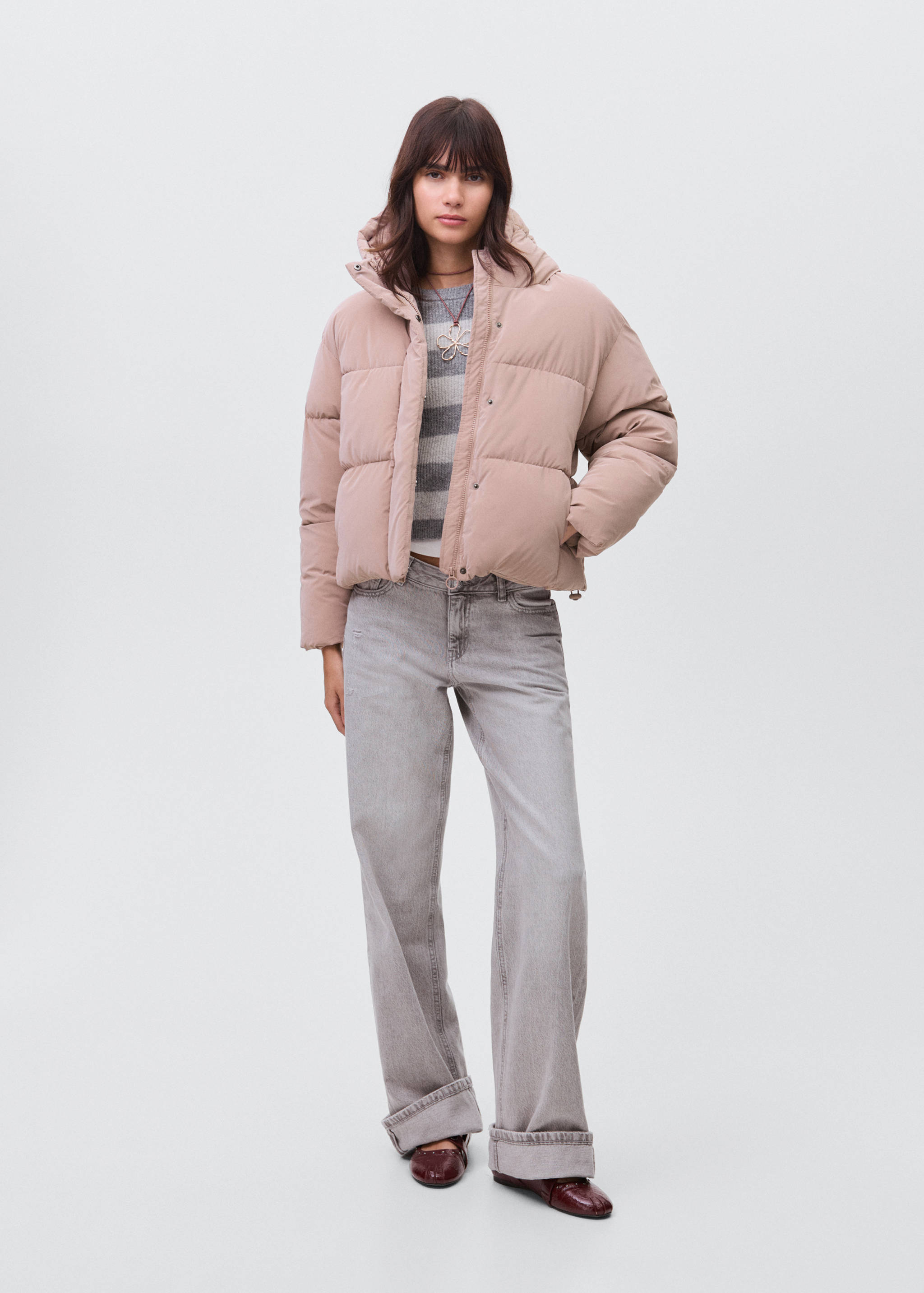 Waxed-effect padded anorak - General plane