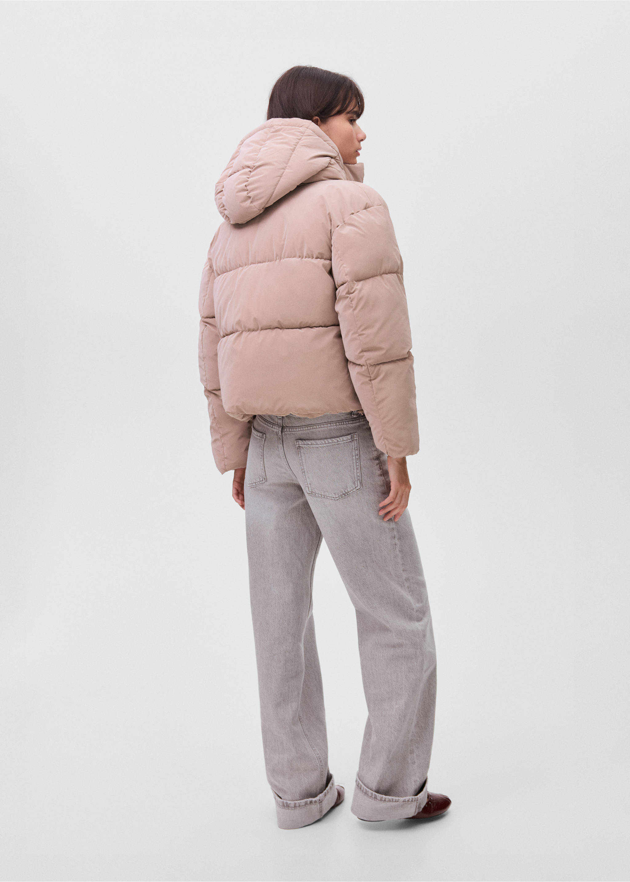 Waxed-effect padded anorak - Reverse of the article, Pastel Pink. Ref: 17046326-00.