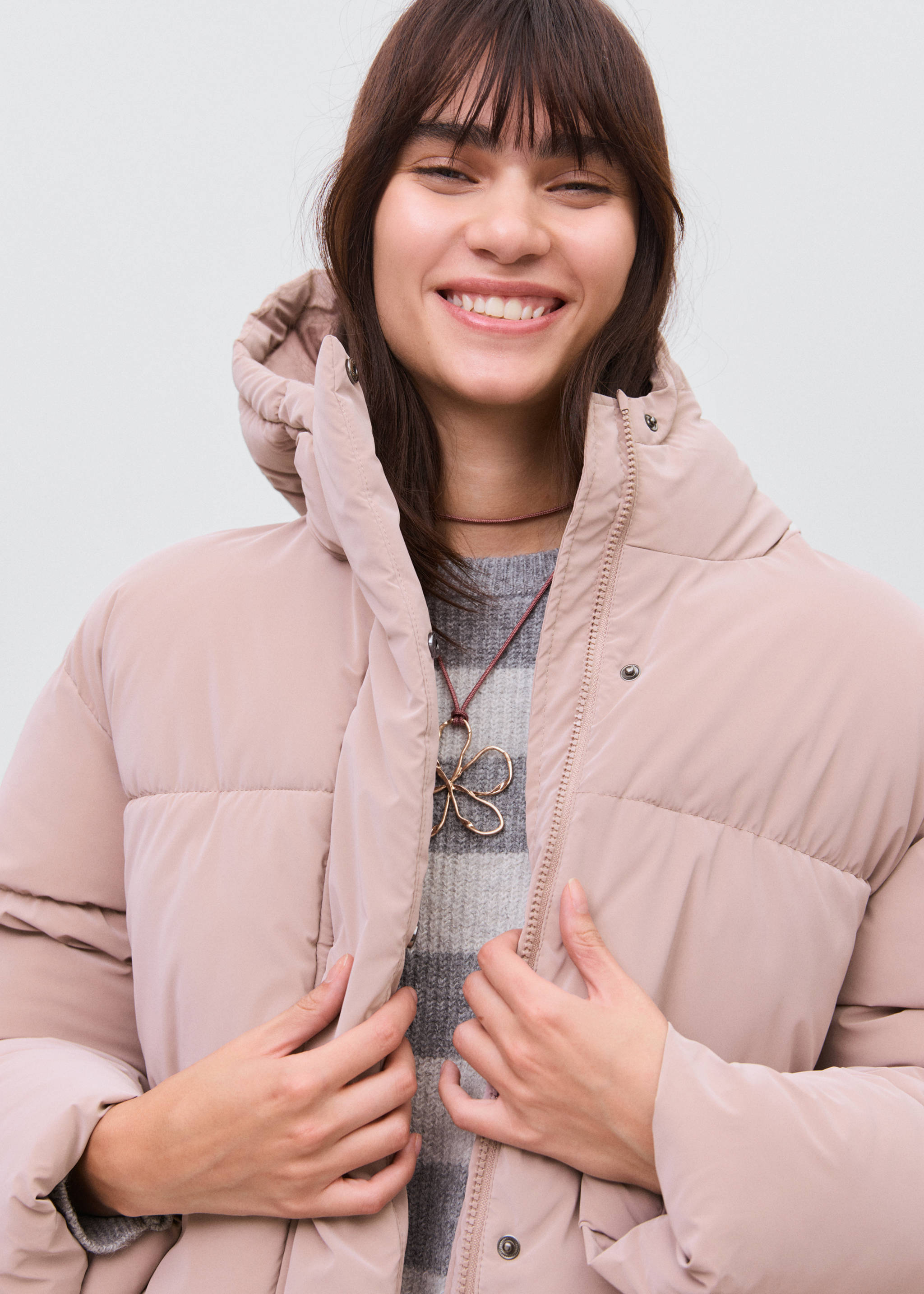 Waxed-effect padded anorak - Details of the article 2