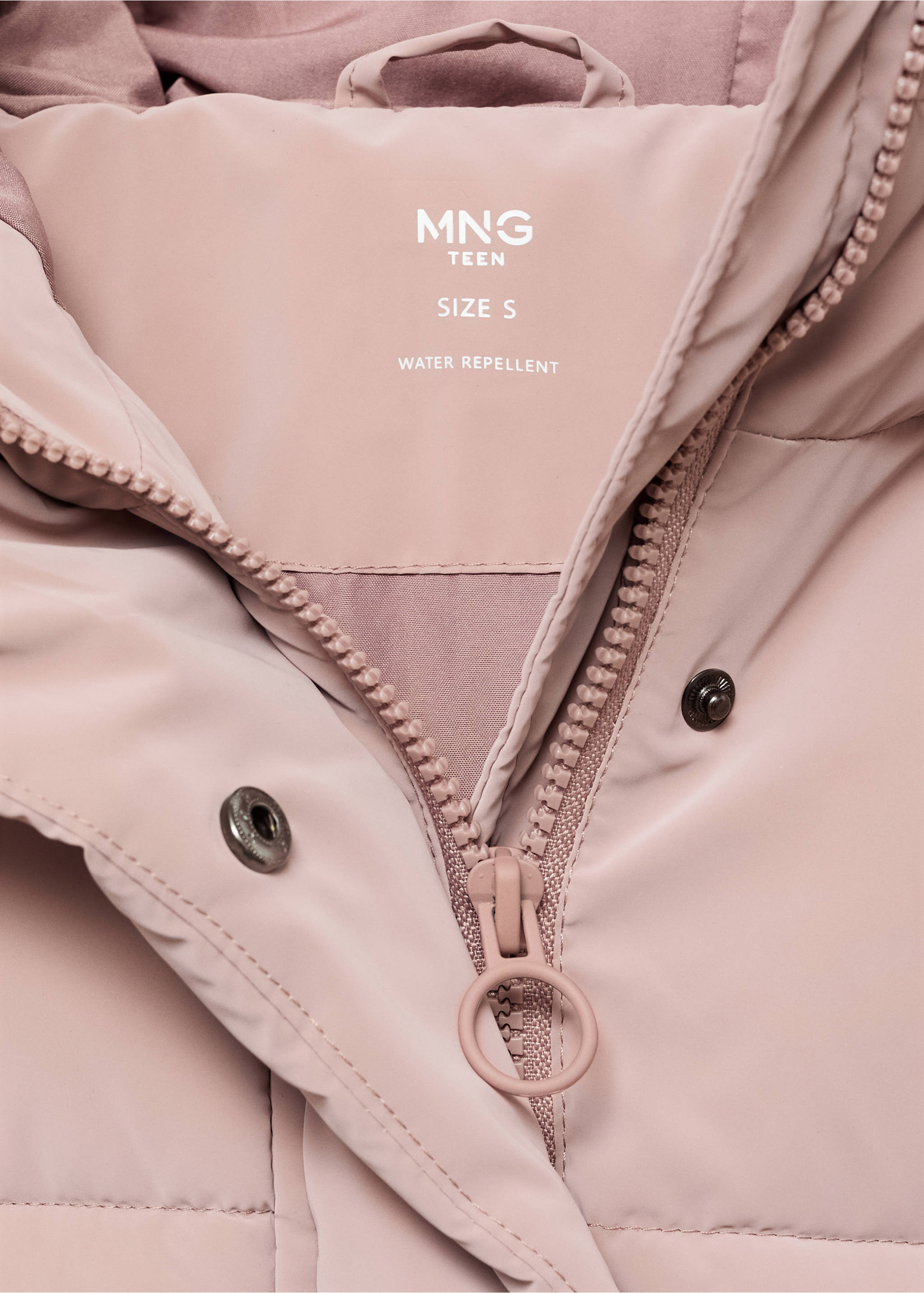 Waxed-effect padded anorak - Details of the article 8, Pastel Pink. Ref: 17046326-00.